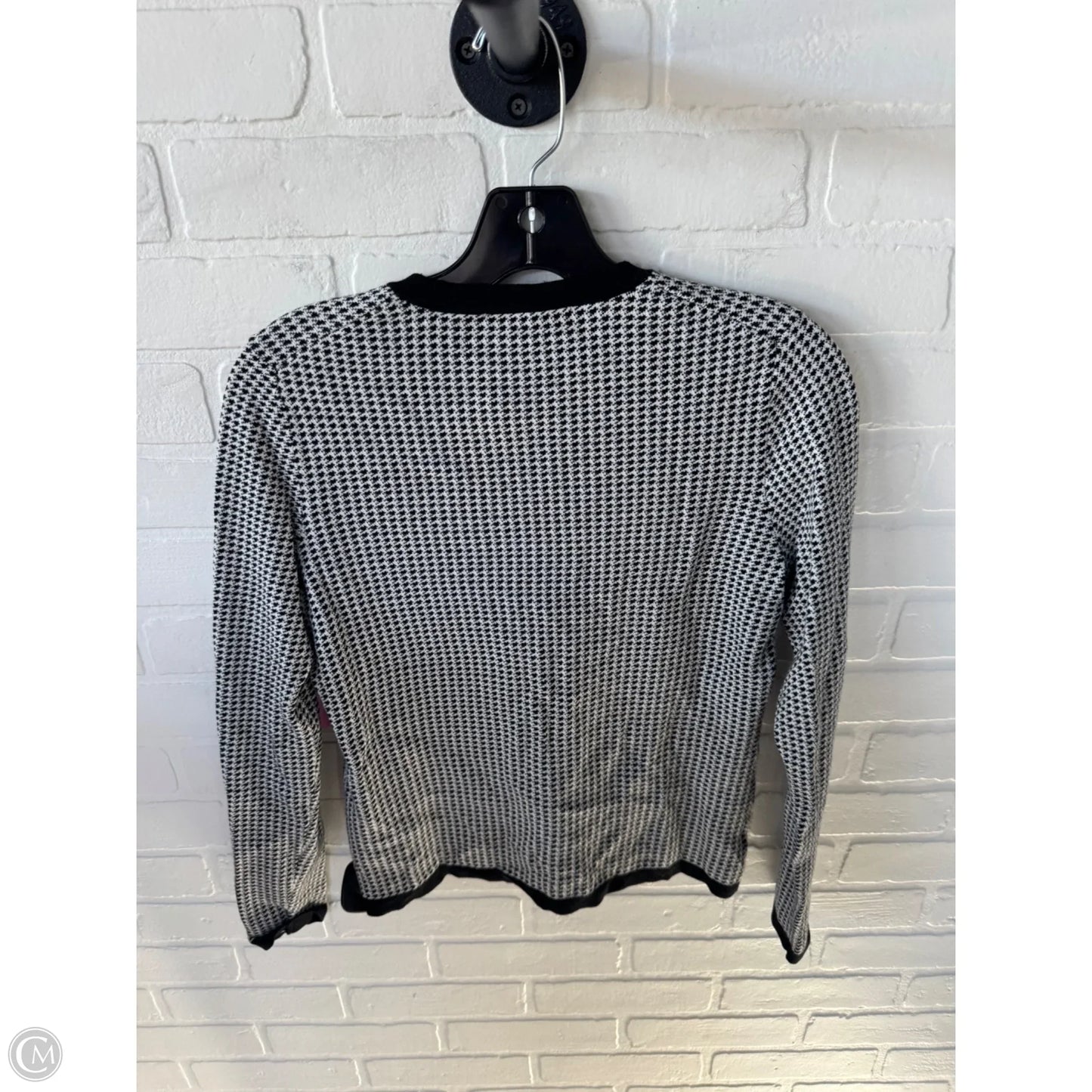 Sweater Cardigan By Ann Taylor In Black & White, Size: S