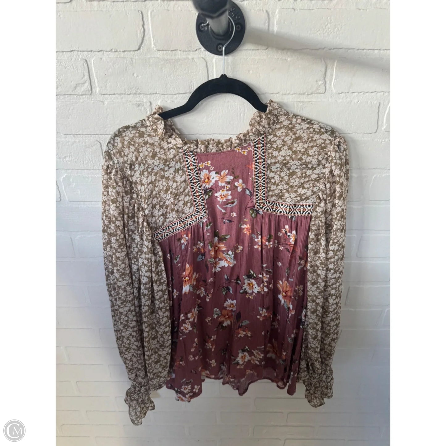 Tunic Long Sleeve By Jodifl In Brown & Red, Size: L