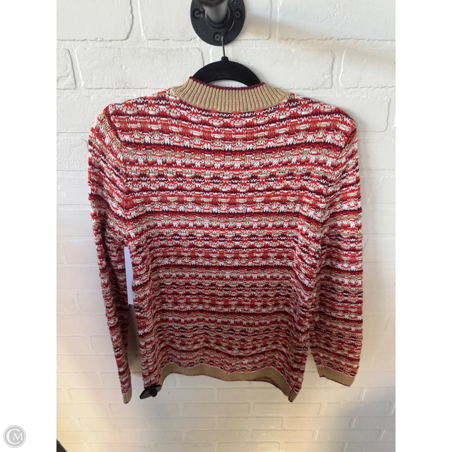 Sweater Cardigan By Ann Taylor In Orange & Tan, Size: M