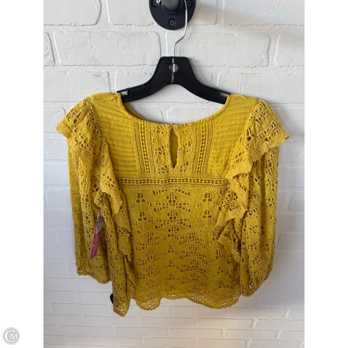 Top 3/4 Sleeve By Anthropologie In Yellow, Size: S