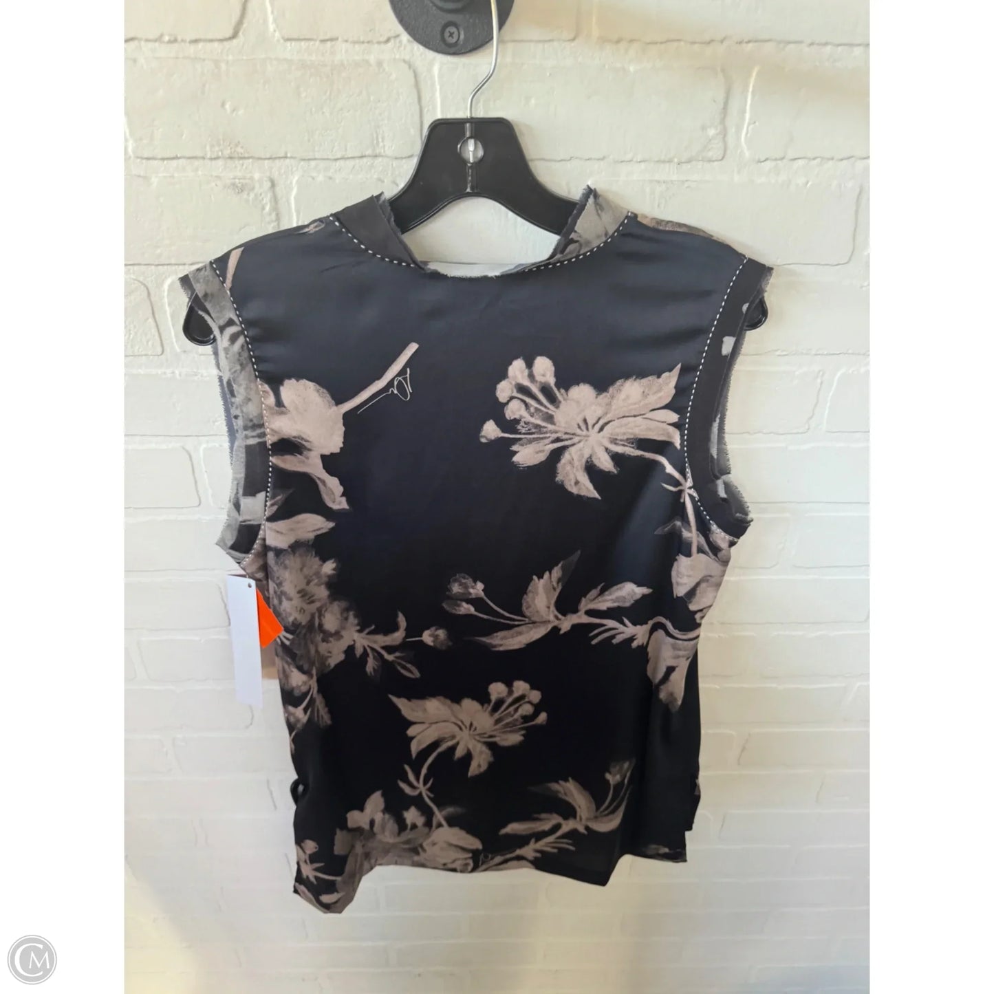 Blouse Sleeveless By Donna Karan In Black & Tan, Size: M