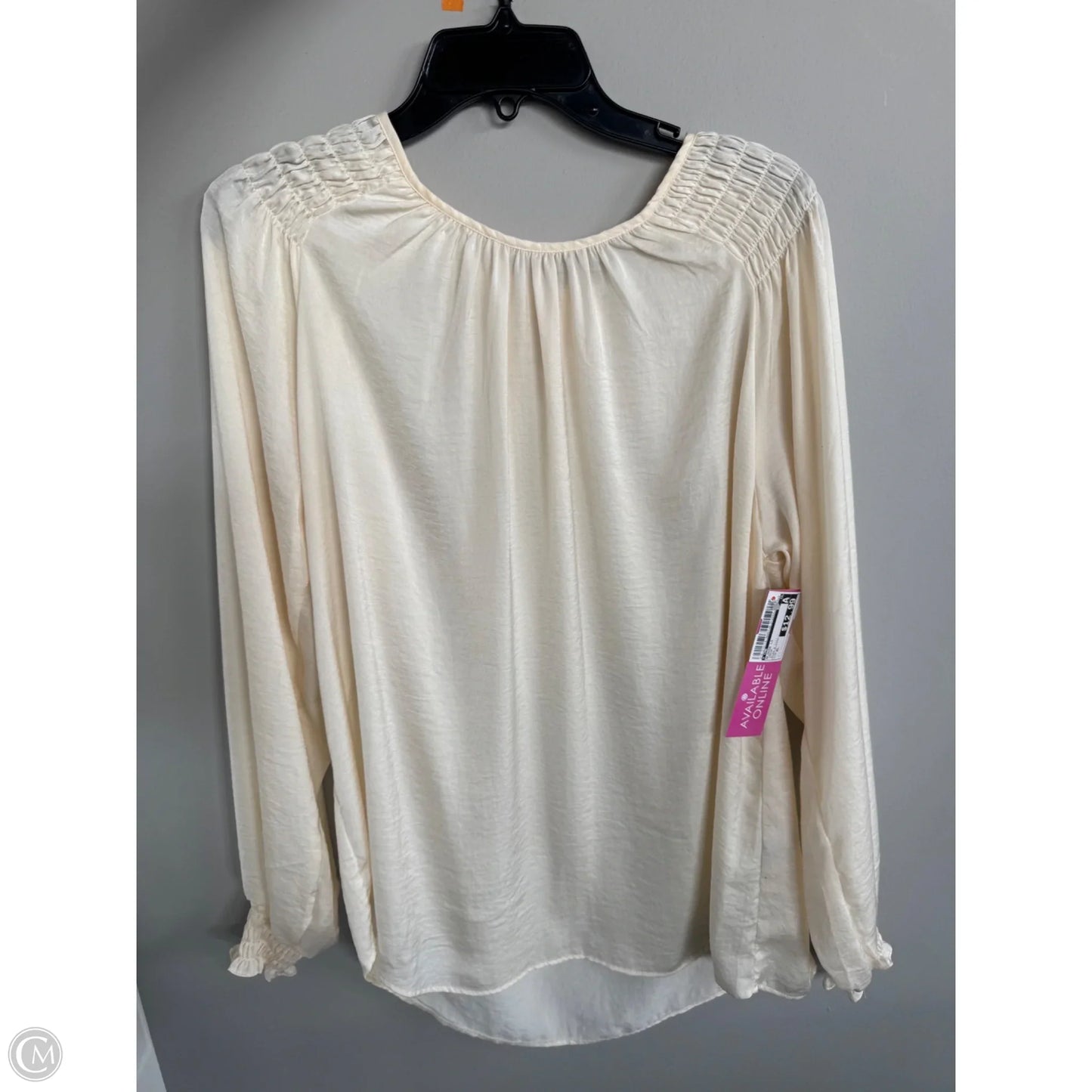 Blouse Long Sleeve By Cme In Cream, Size: Xl