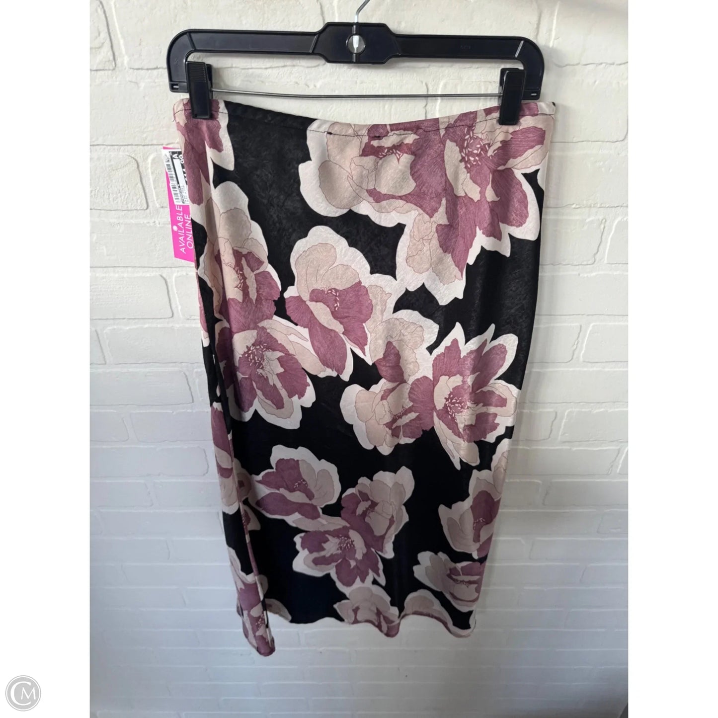 Skirt Midi By Veronica M In Black & Pink, Size: 12
