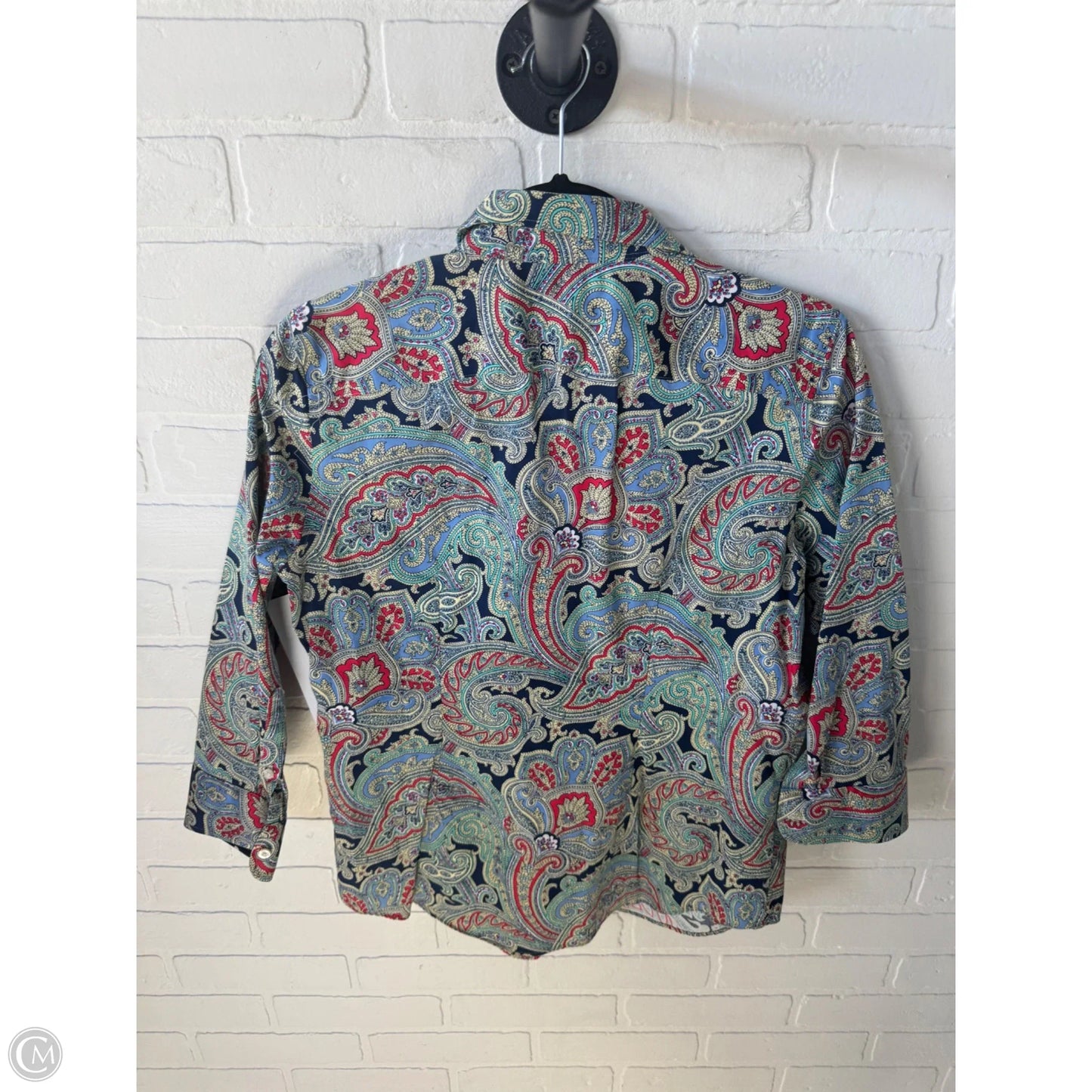 Blouse Long Sleeve By Chaps In Paisley Print, Size: M