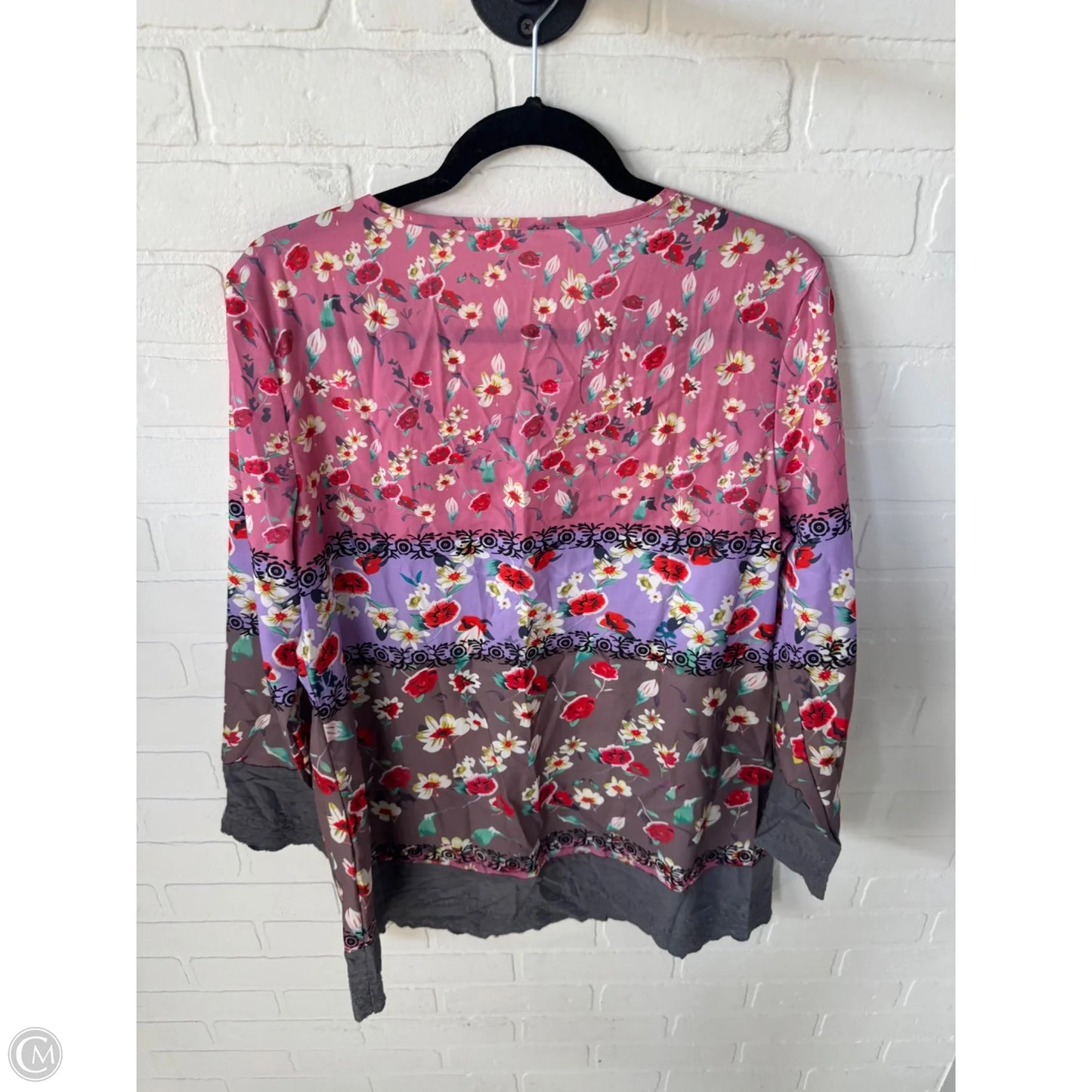 Top Long Sleeve By Cme In Grey & Pink, Size: Xxl