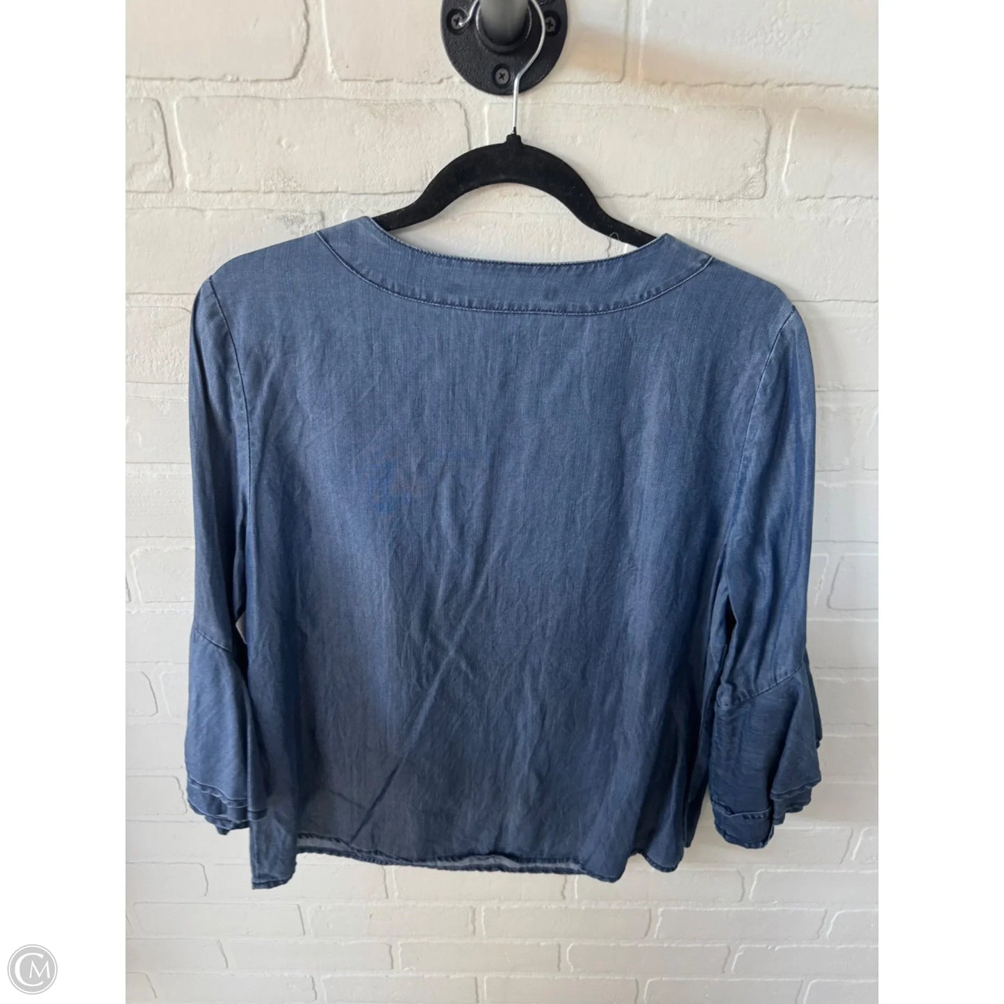 Top 3/4 Sleeve By White House Black Market In Blue Denim, Size: L
