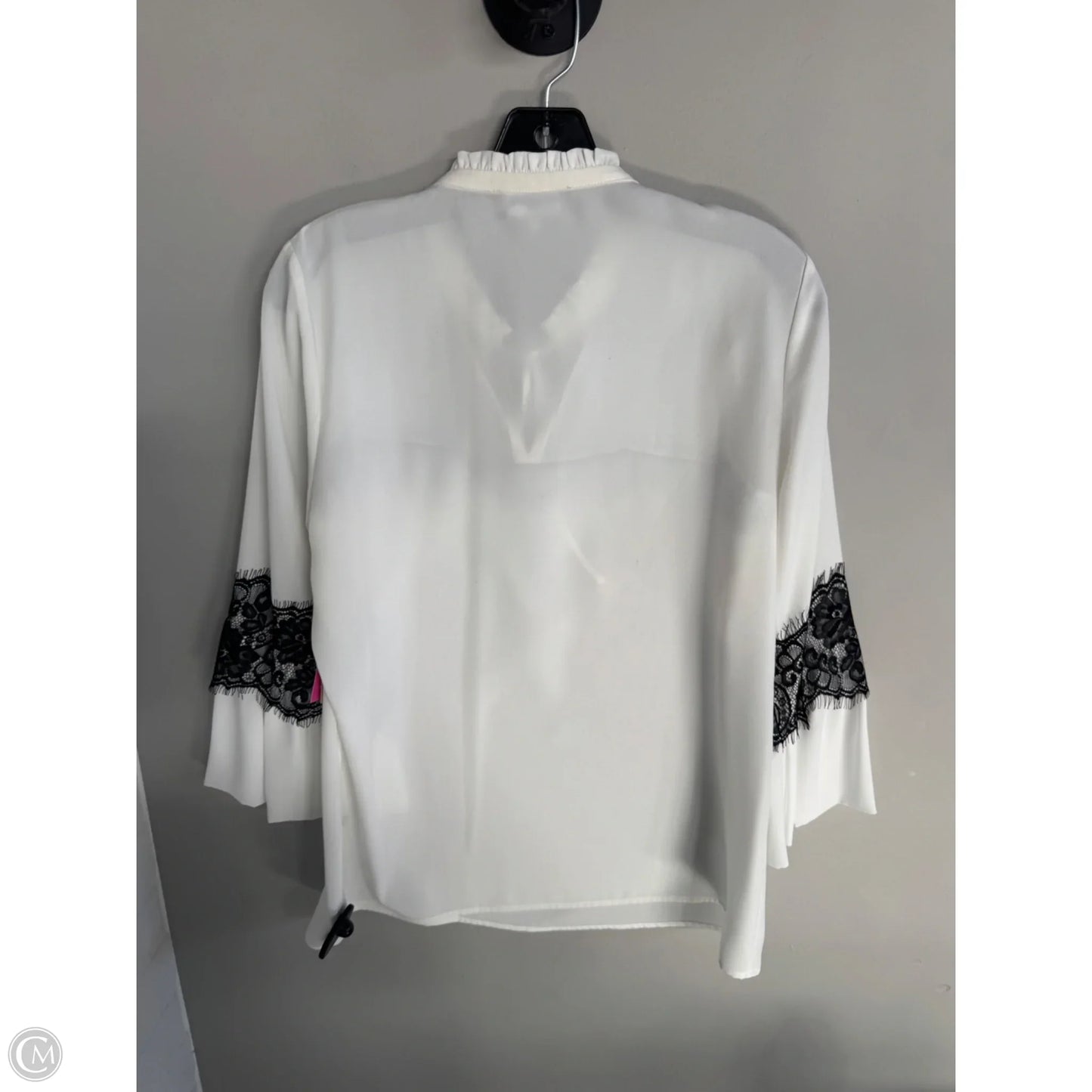 Top 3/4 Sleeve Designer By Karl Lagerfeld In Black & White, Size: S