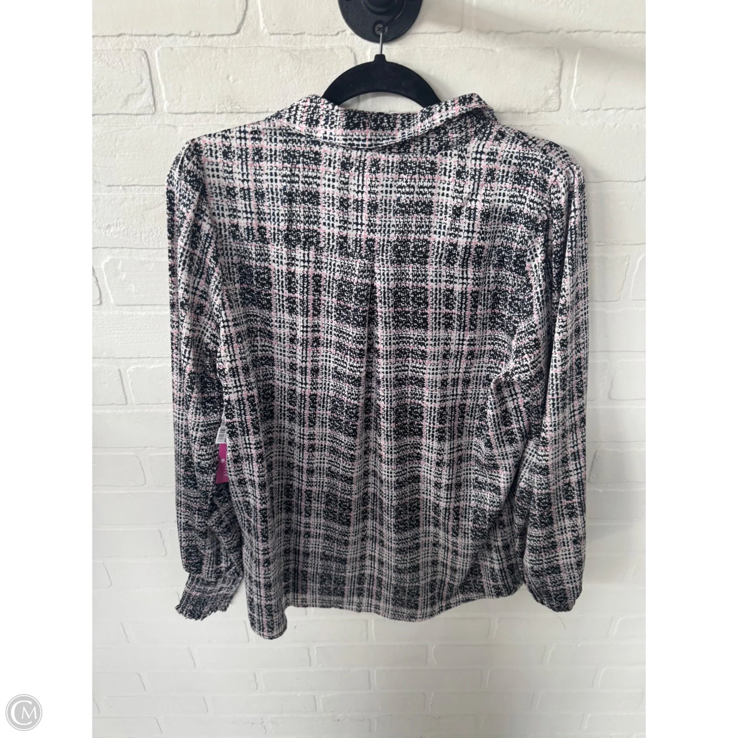Blouse Long Sleeve By Tahari In Black & White, Size: L