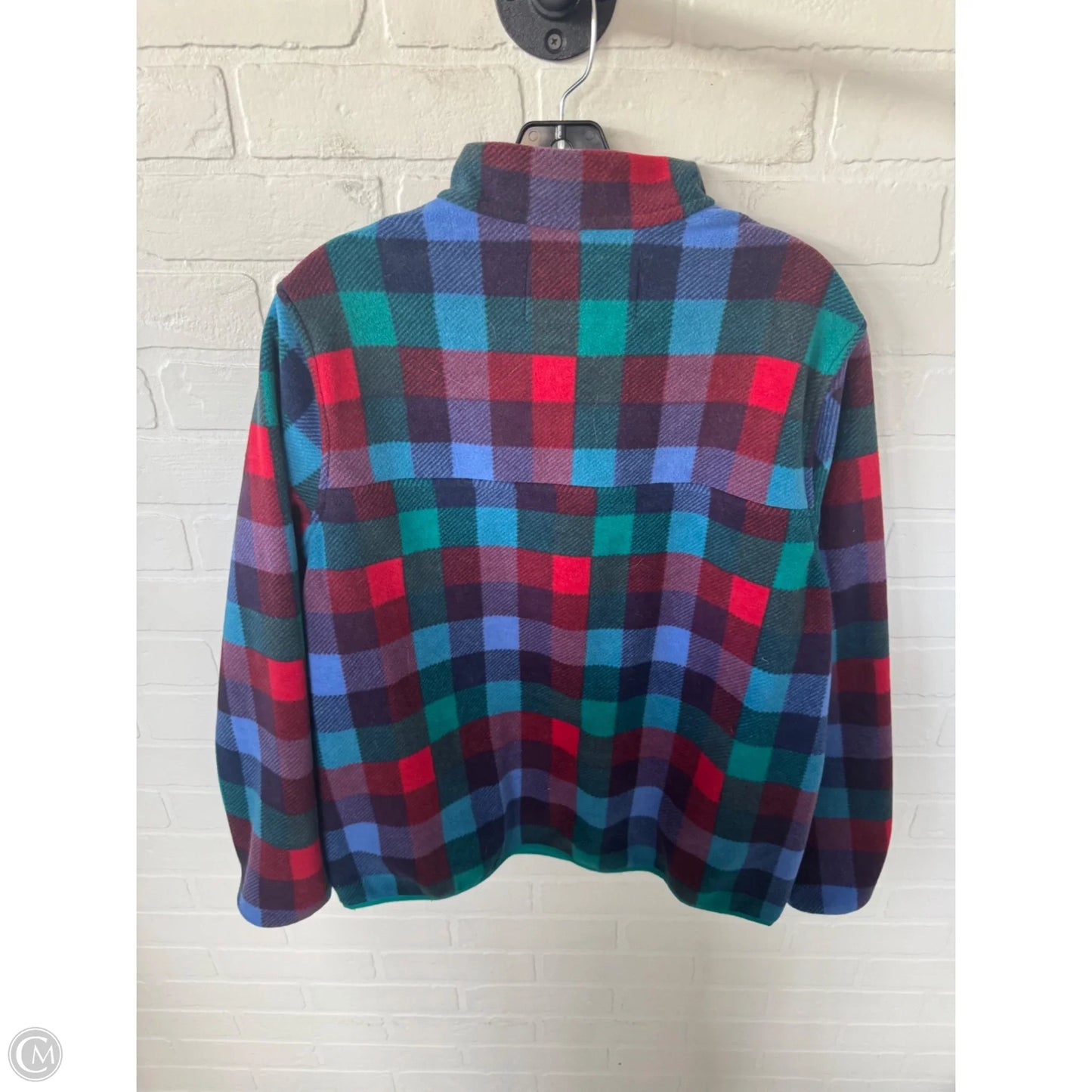Jacket Fleece By Lands End In Blue & Red, Size: M