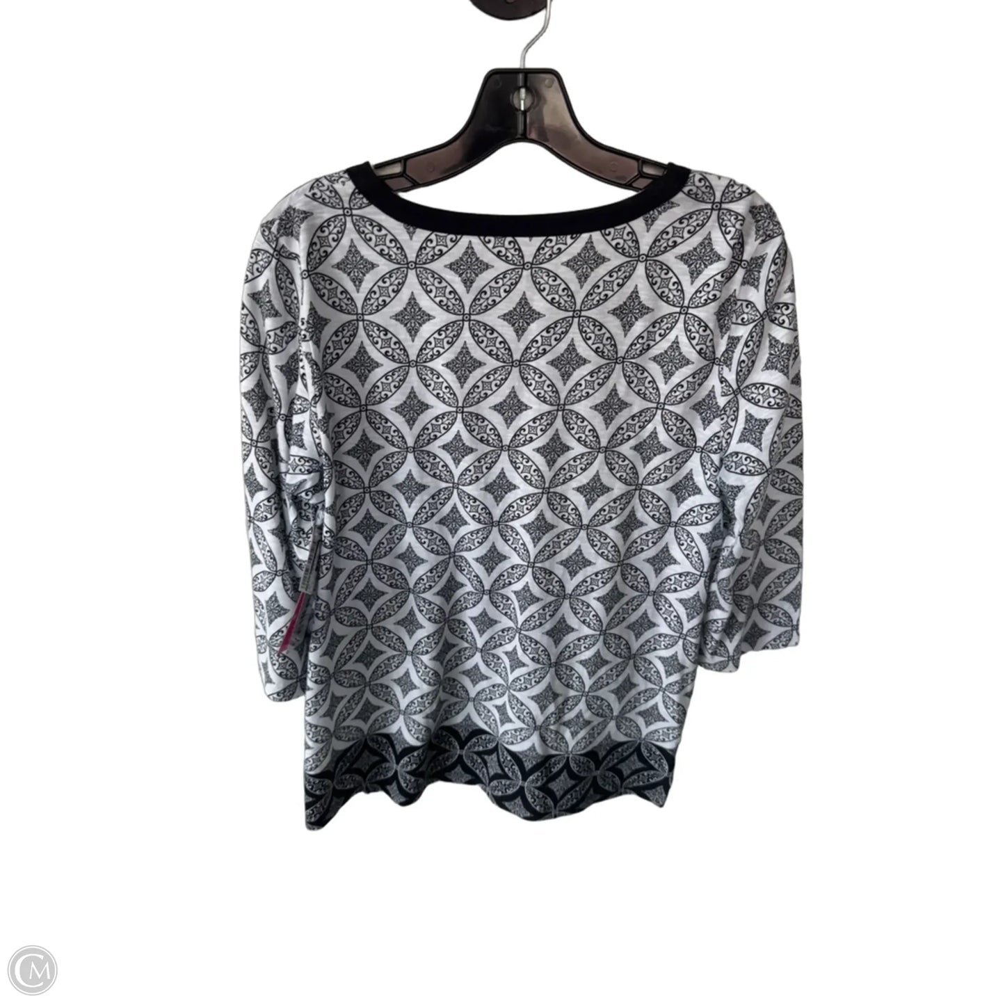 Top 3/4 Sleeve By Talbots In Black & White, Size: Mp