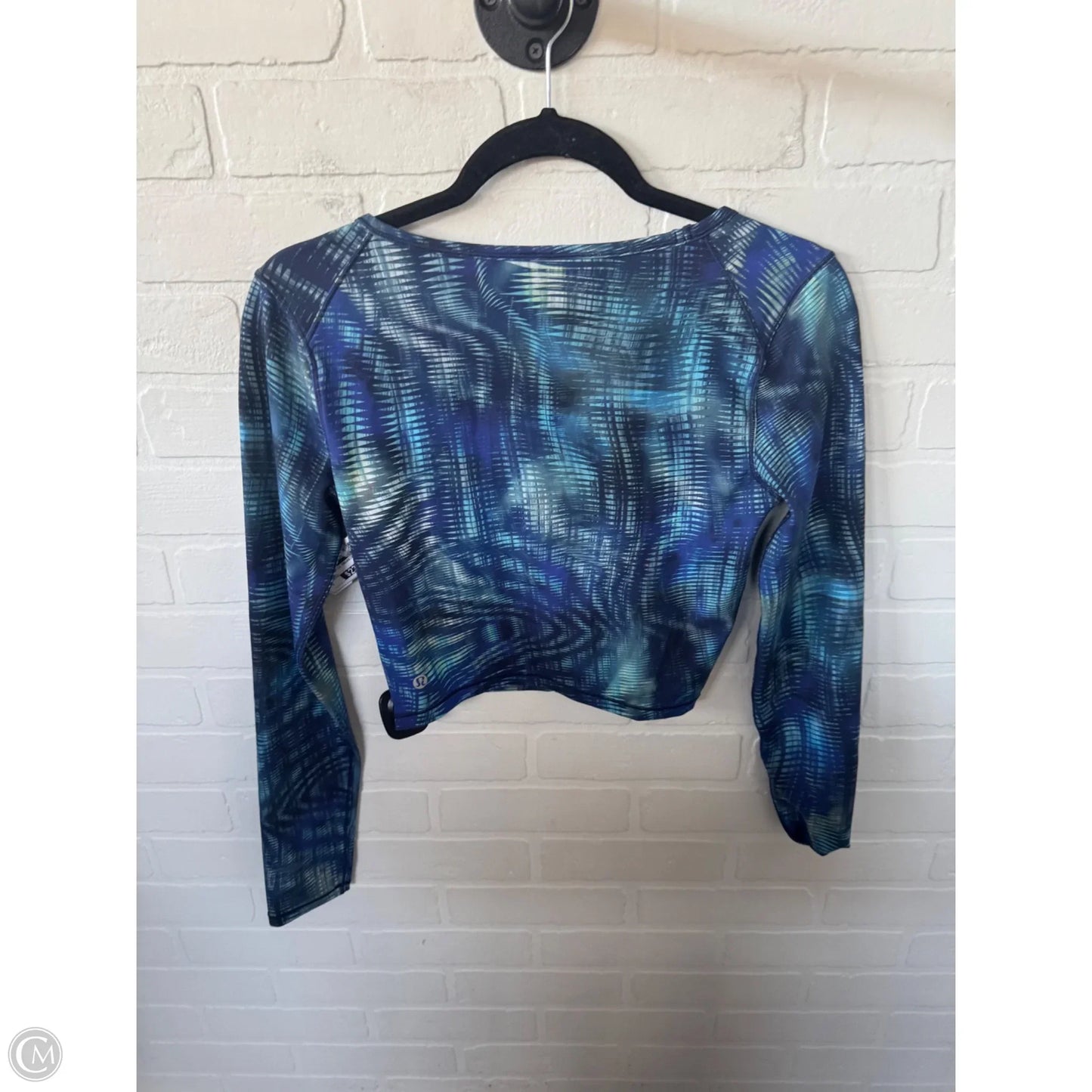 Athletic Top Long Sleeve Crewneck By Lululemon In Blue & Grey, Size: S