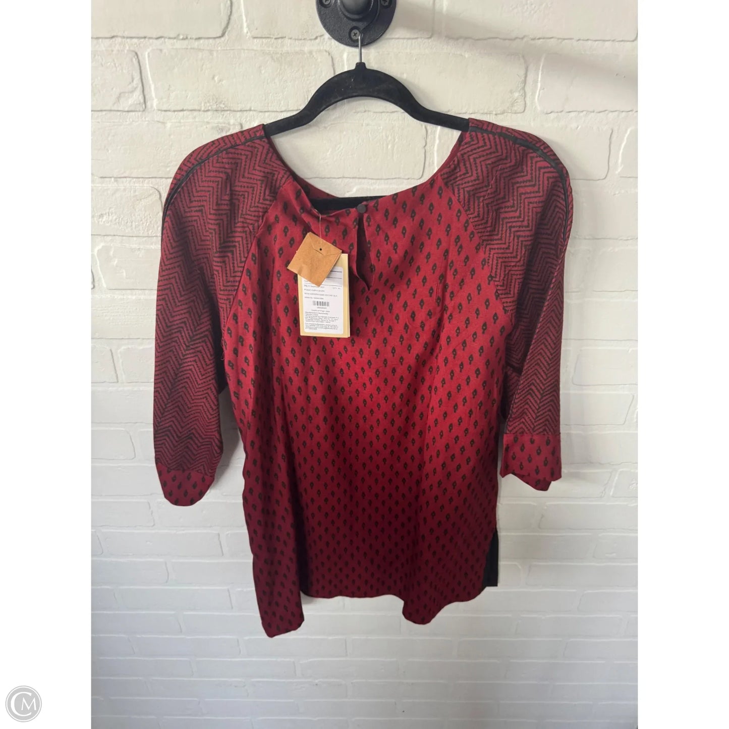 Tunic 3/4 Sleeve By Cmc In Black & Red, Size: L