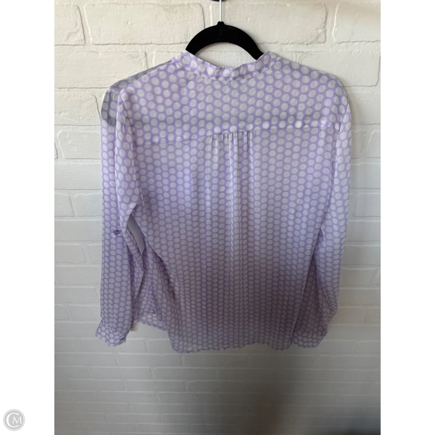 Blouse Long Sleeve By Kut In Purple & White, Size: L