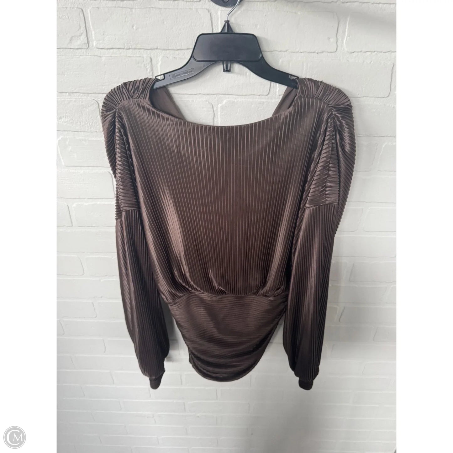 Blouse Long Sleeve By Express In Brown, Size: M