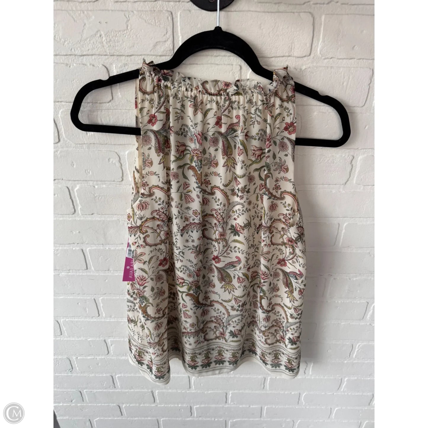 Blouse Sleeveless By Max Studio In Cream & Green, Size: Xs