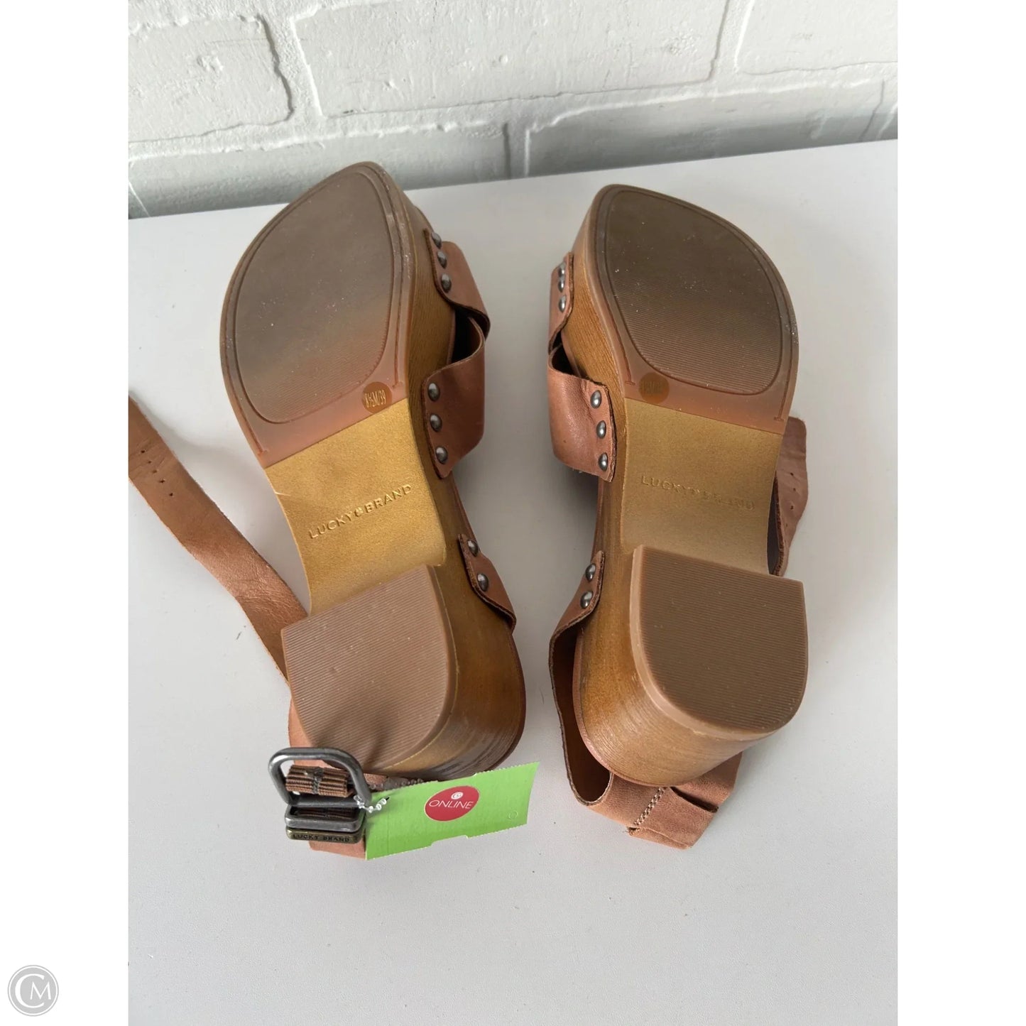 Sandals Heels Block By Lucky Brand In Brown, Size: 8.5