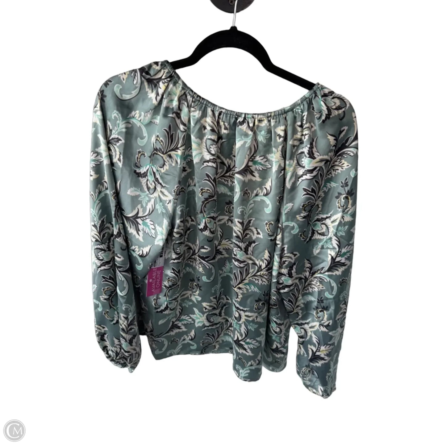 Blouse Long Sleeve By Loft In Green & White, Size: L