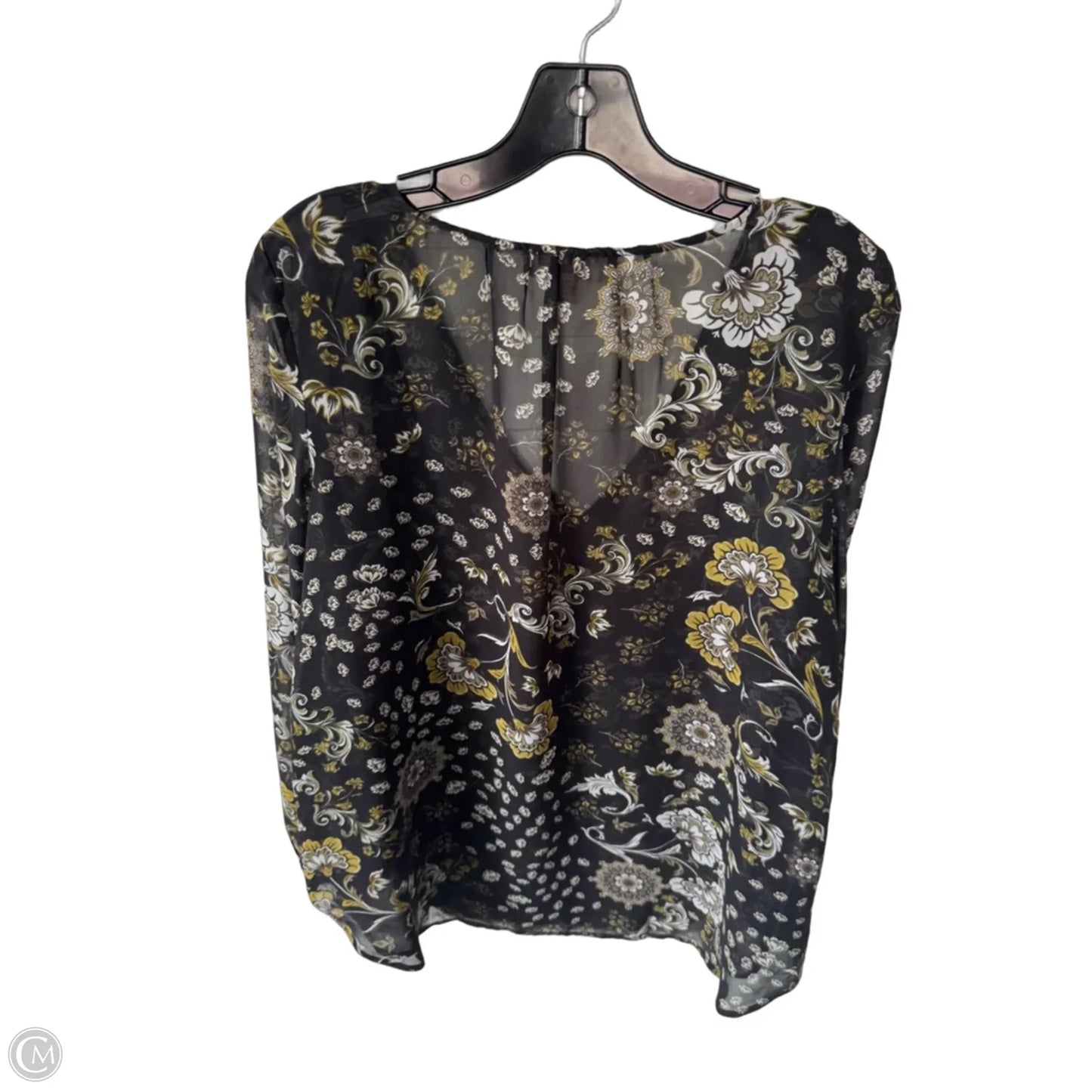 Blouse Long Sleeve By Loft In Black & Green, Size: M