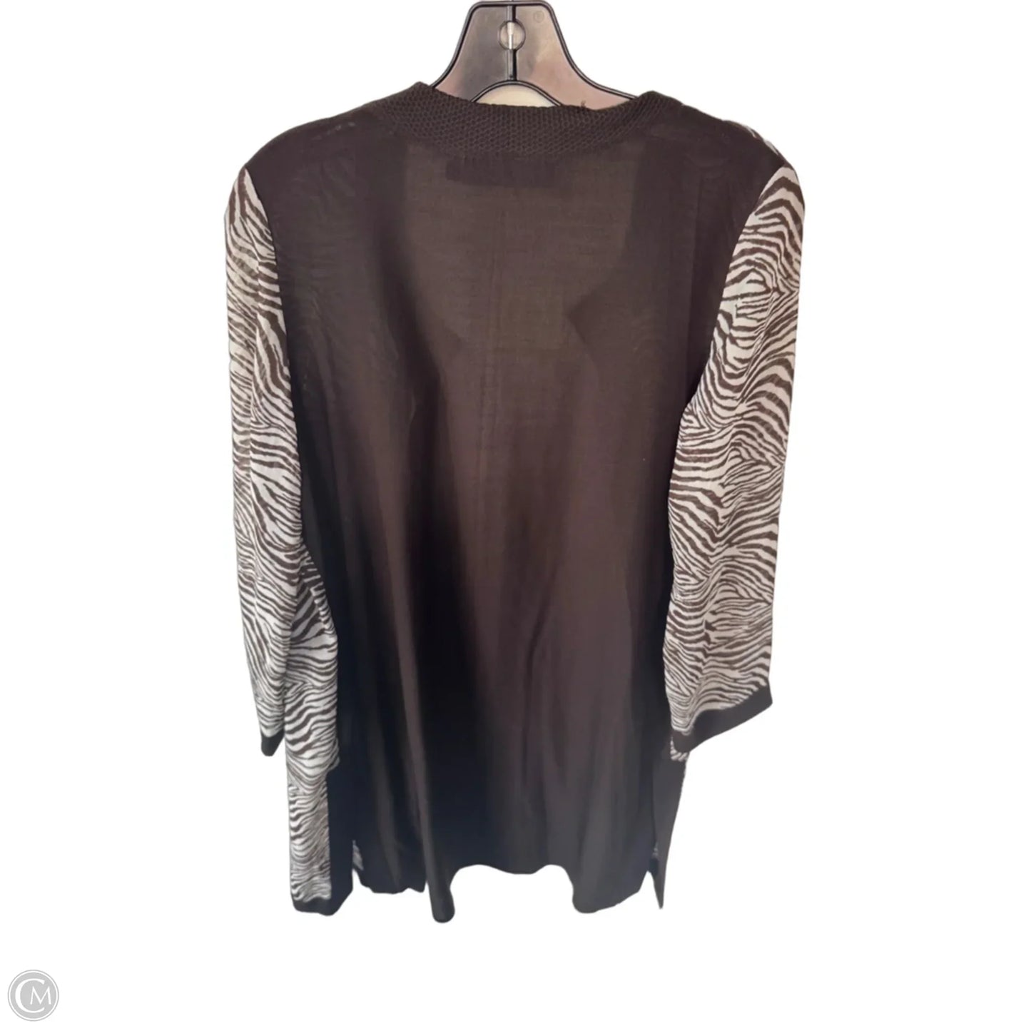 Cardigan By Misook In Brown & White, Size: S