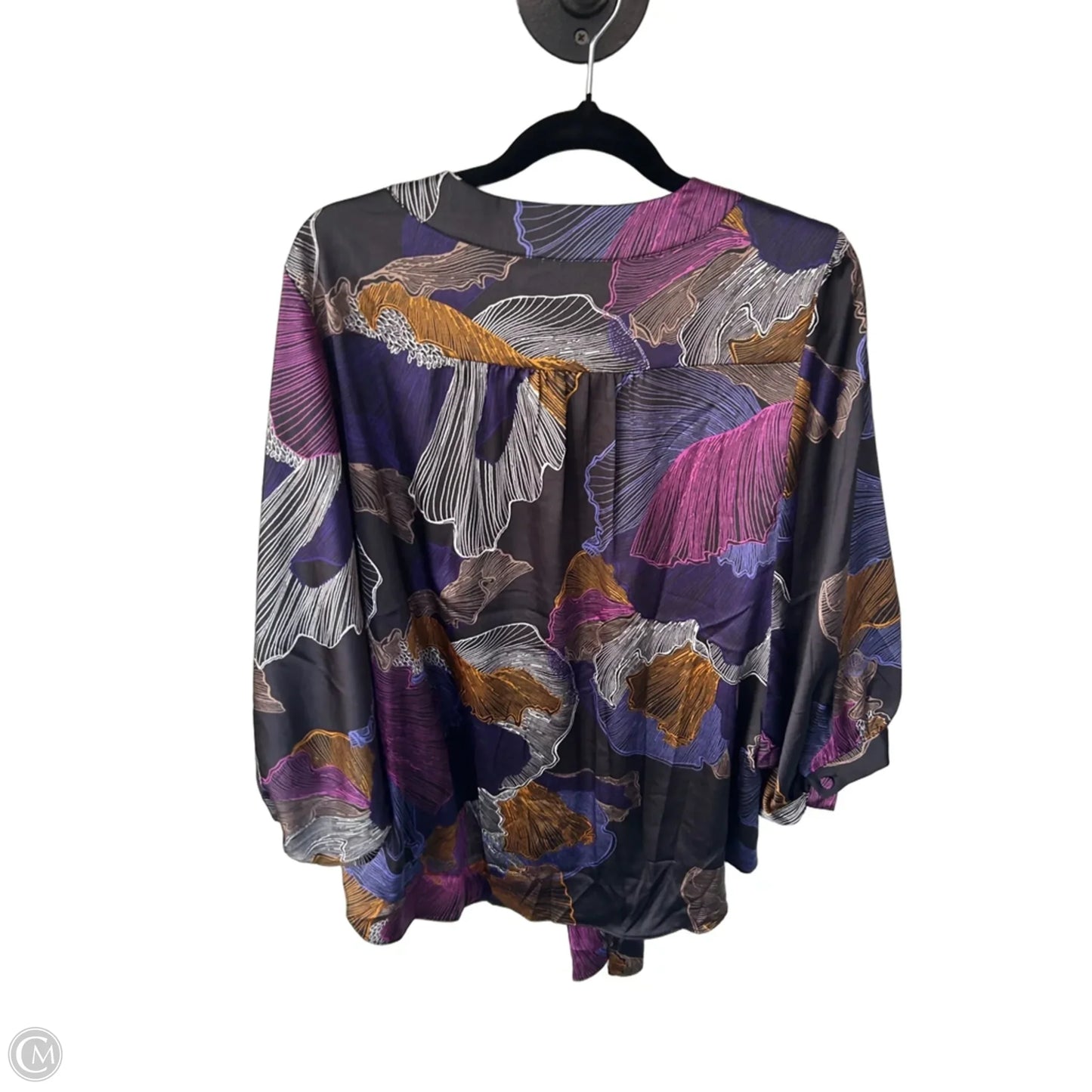 Blouse 3/4 Sleeve By Chicos In Black & Purple, Size: M