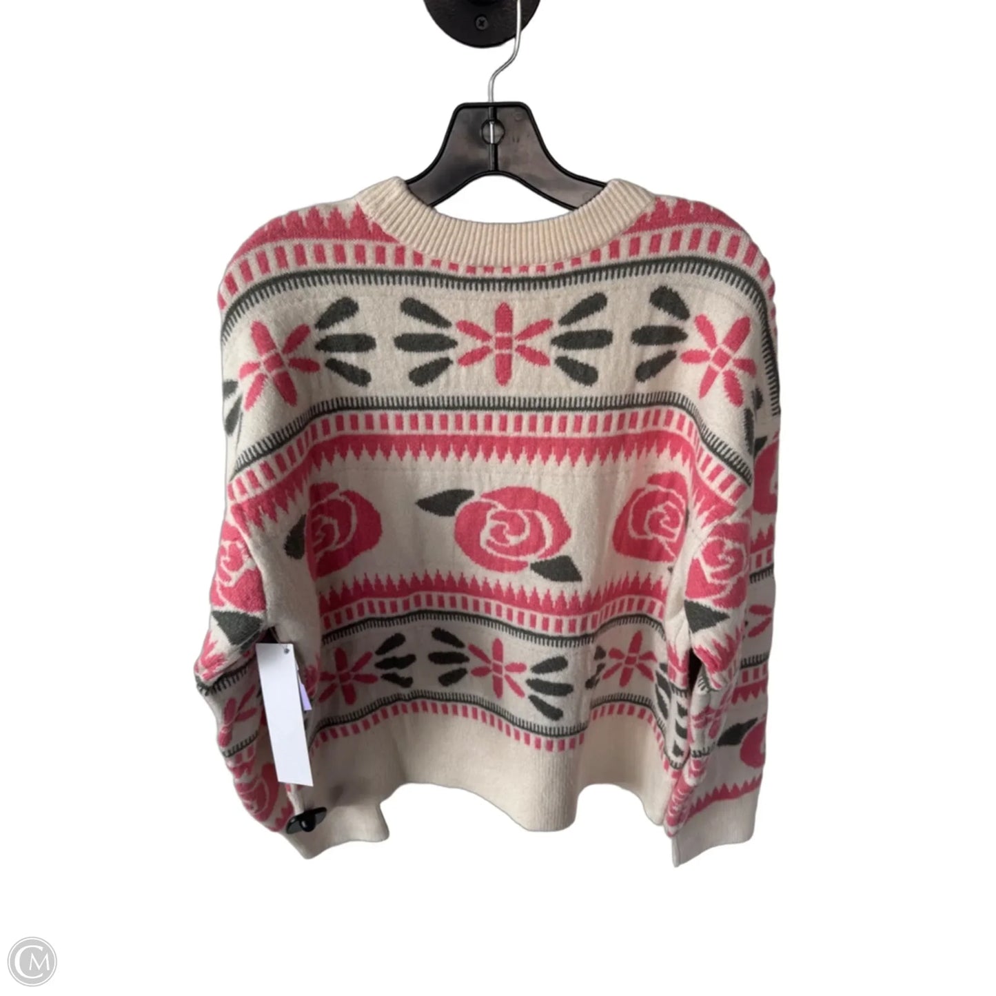 Sweater By Loft In Green & Pink, Size: L