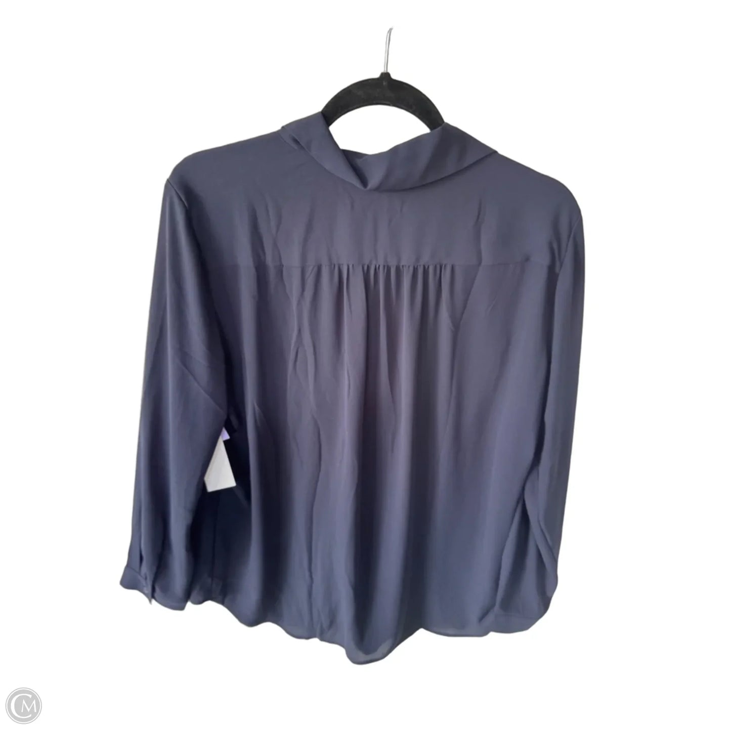 Blouse Long Sleeve By Ann Taylor In Navy, Size: L