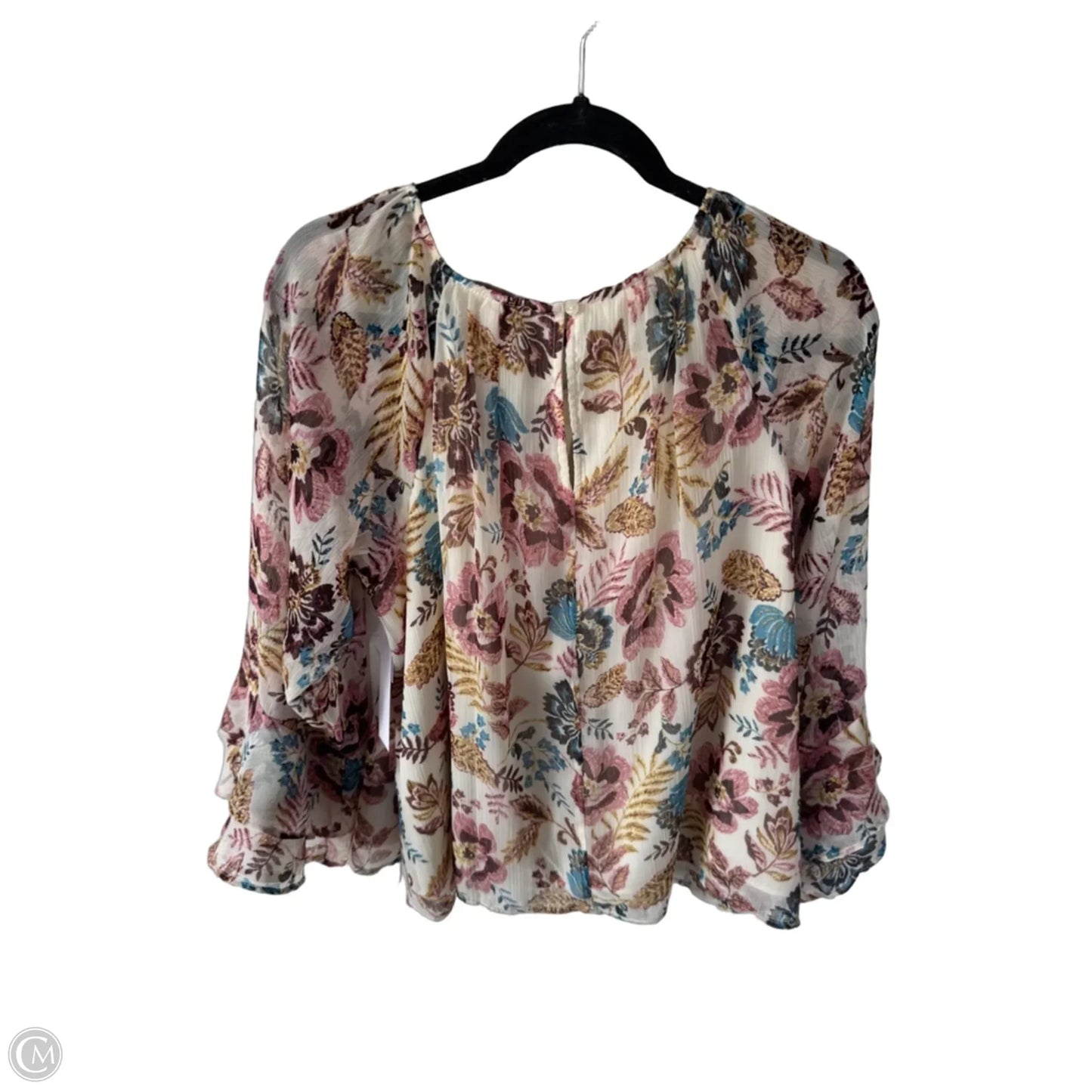 Blouse Long Sleeve By Loft In Cream & Pink, Size: L