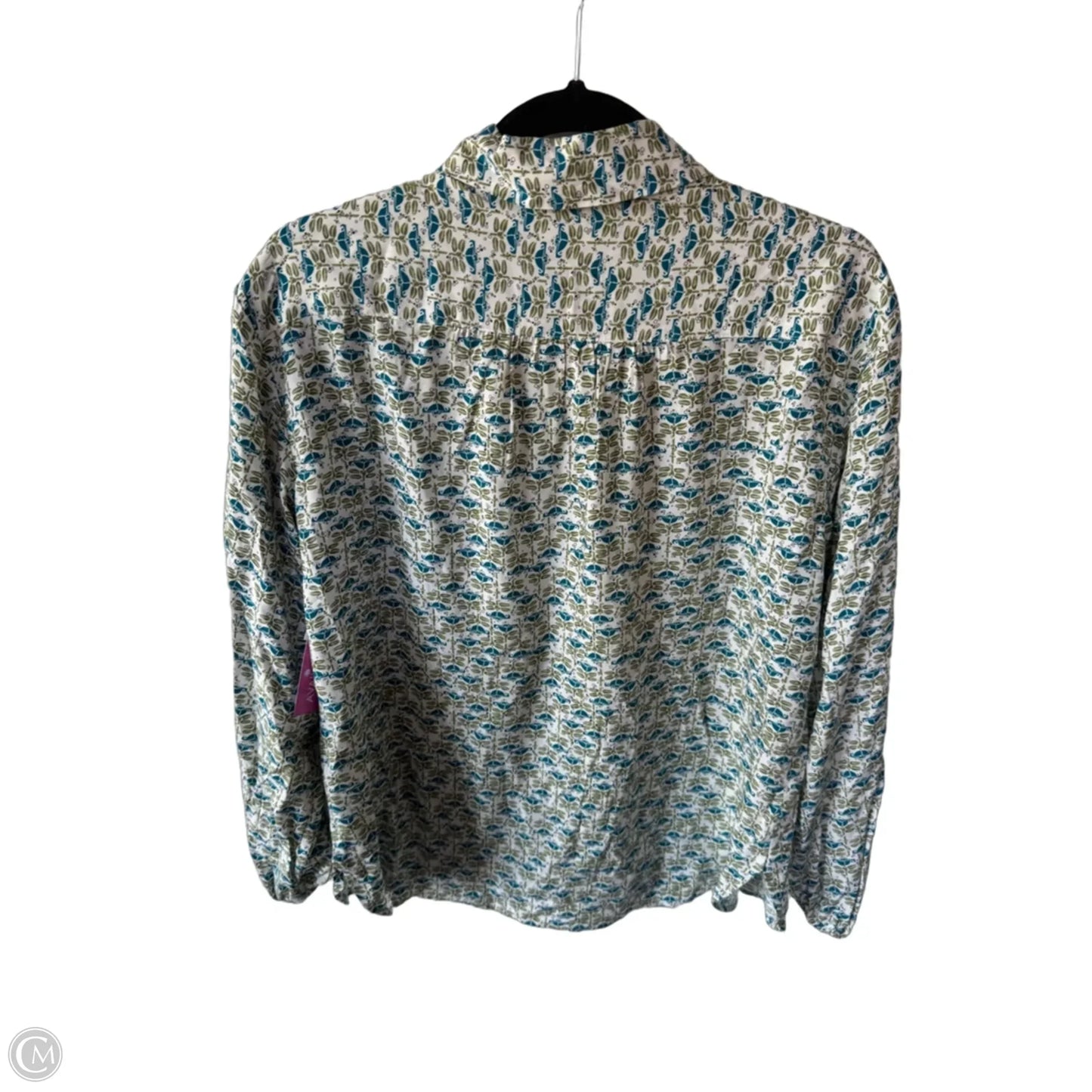 Blouse Long Sleeve By Max Studio In Green & White, Size: M