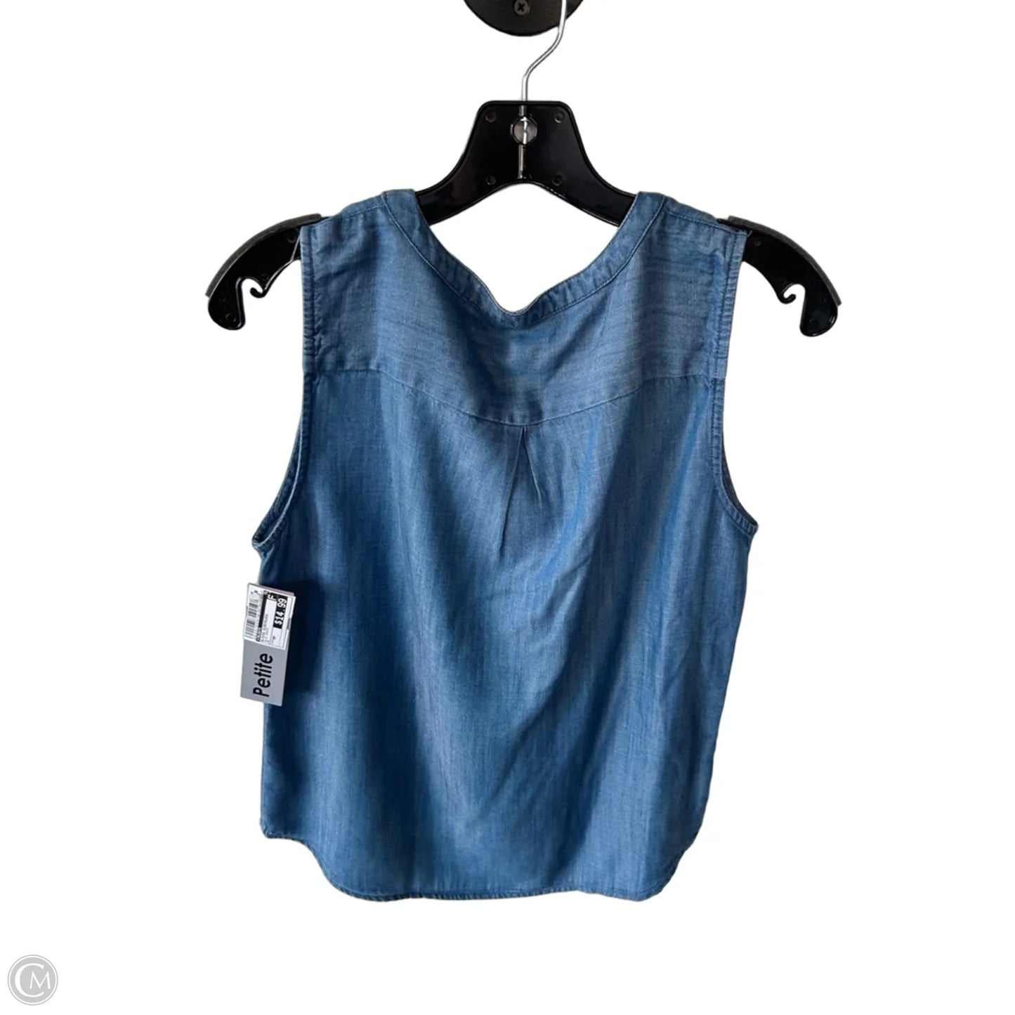 Blouse Sleeveless By Talbots In Blue Denim, Size: Mp