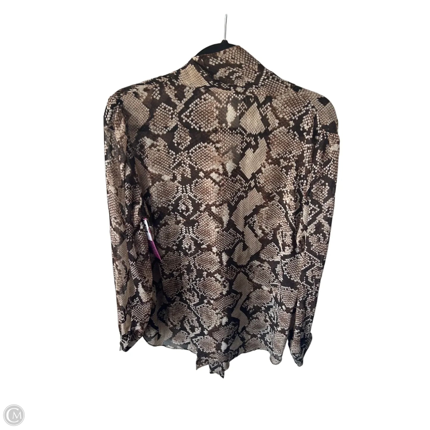 Blouse Long Sleeve By Cmc In Snakeskin Print, Size: Xl