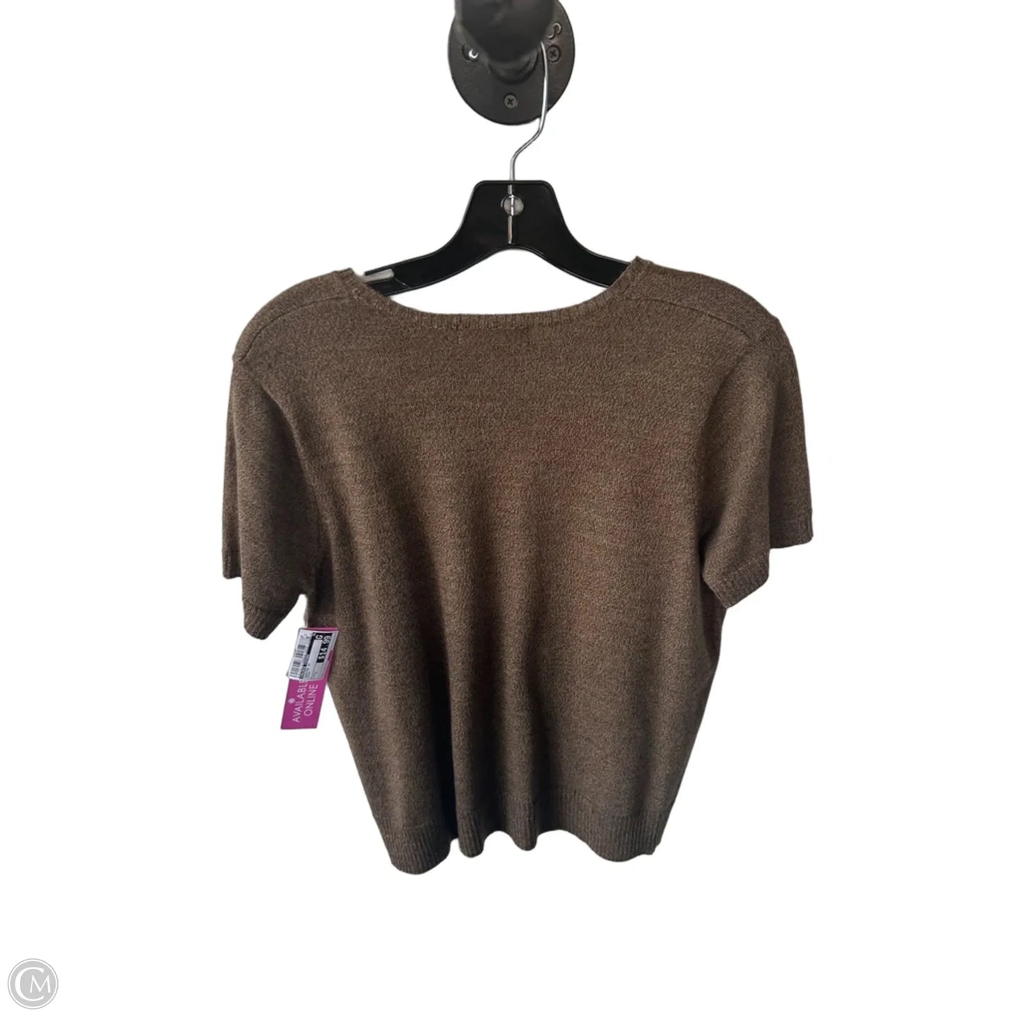 Sweater Short Sleeve By Valerie Stevens In Brown, Size: L