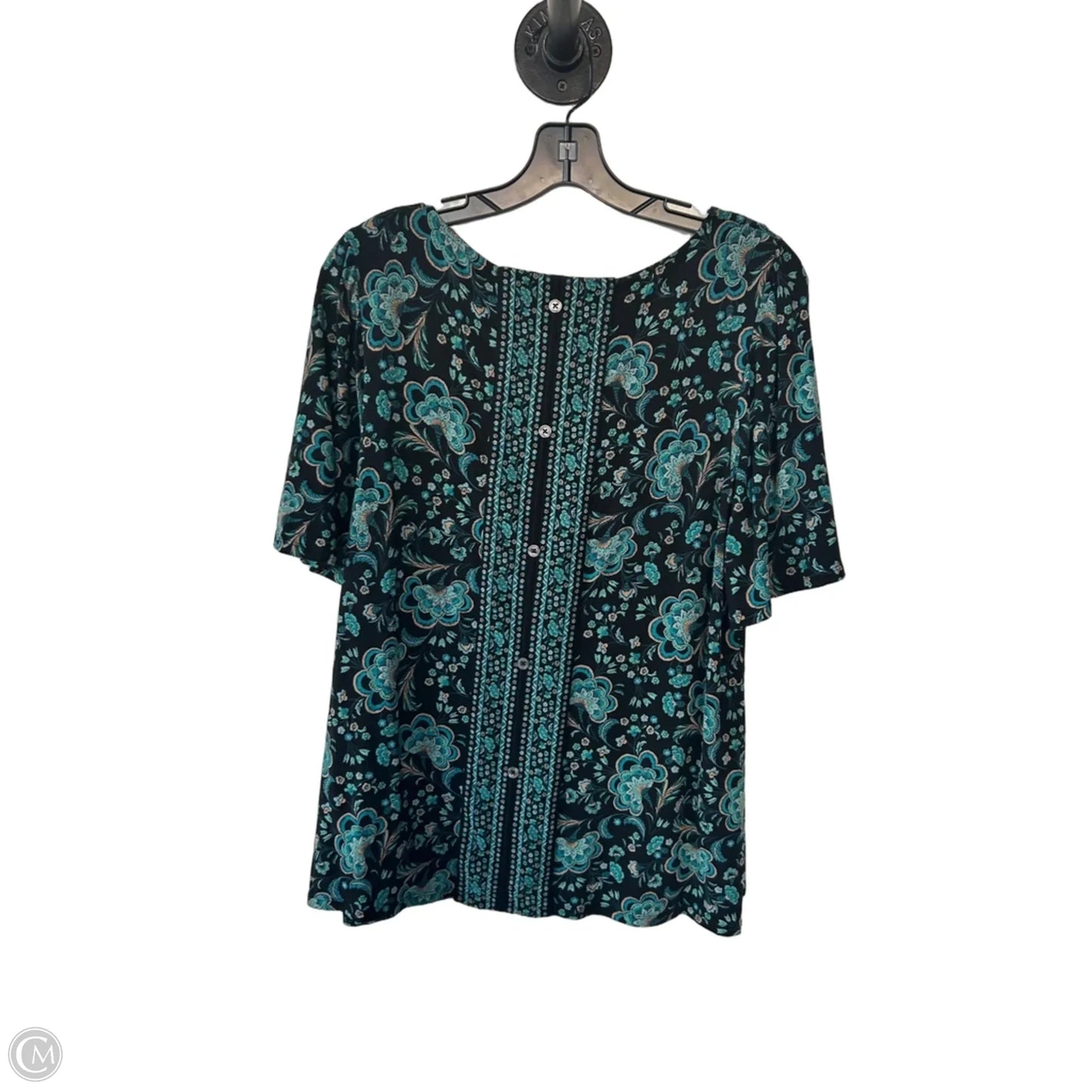 Blouse Short Sleeve By J. Jill In Black & Green, Size: M