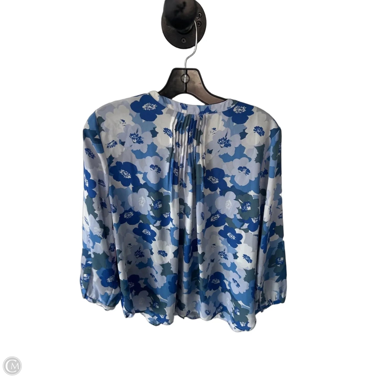 Blouse 3/4 Sleeve By Not Your Daughters Jeans In Blue & White, Size: M