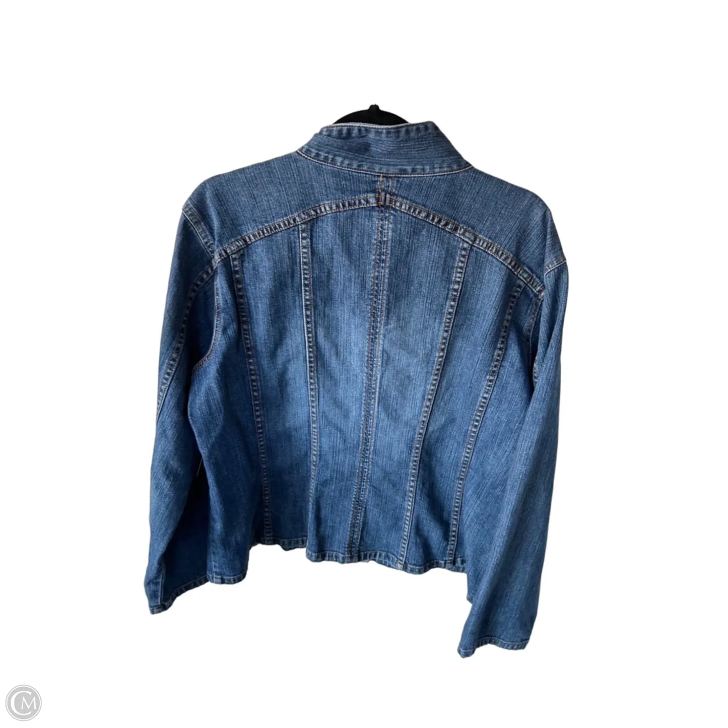 Jacket Denim By Chicos In Blue Denim, Size: Xl
