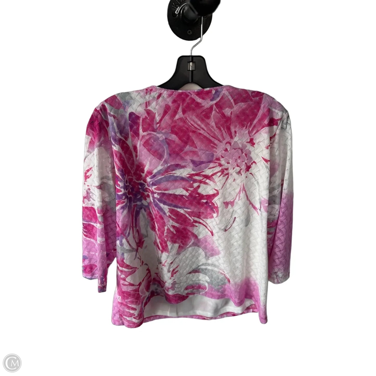 Top 3/4 Sleeve By Allison Daley In Pink & White, Size: Lp