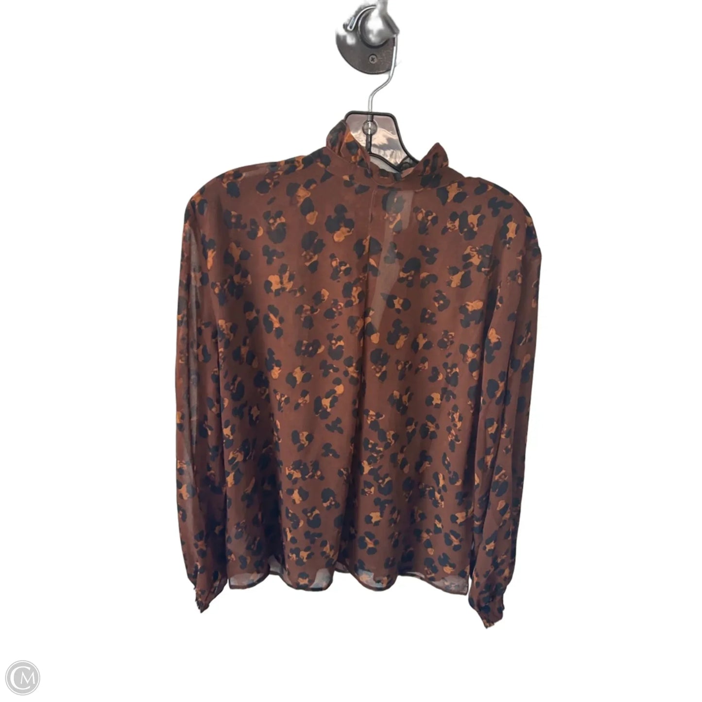 Blouse Long Sleeve By Cabi In Brown, Size: M