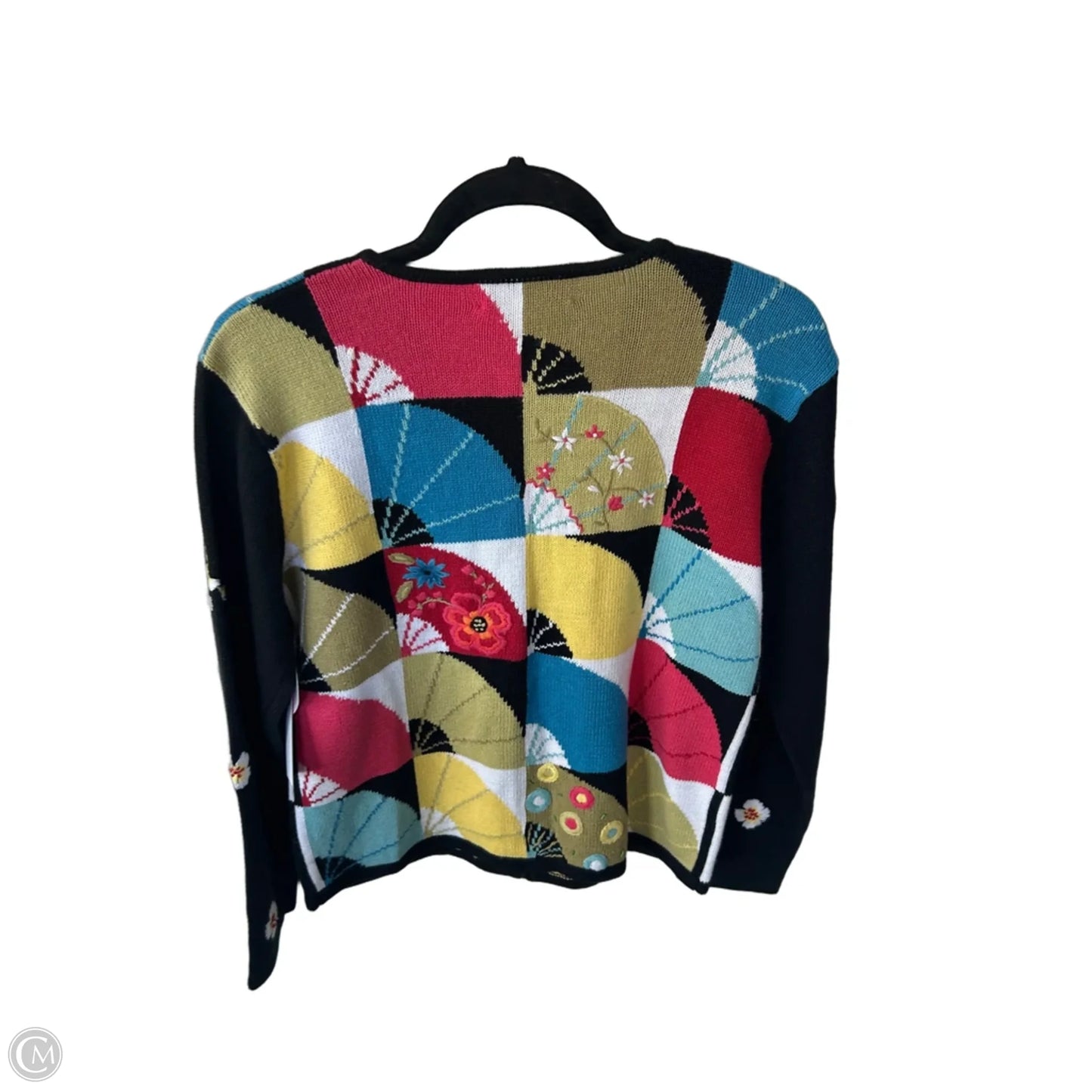 Sweater Cardigan By Susan Bristol In Black & Blue, Size: S