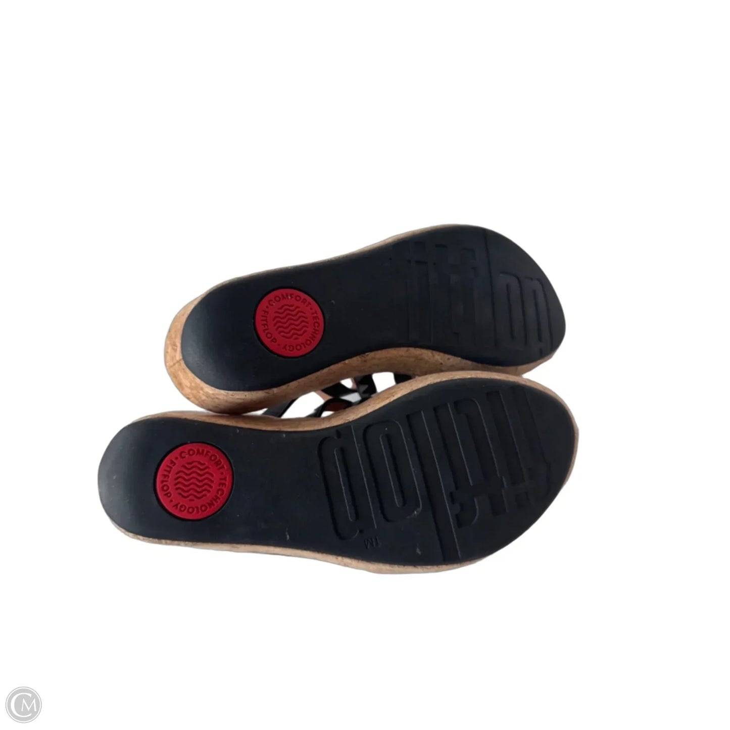 Sandals Heels Wedge By Fitflop In Black & Silver, Size: 5