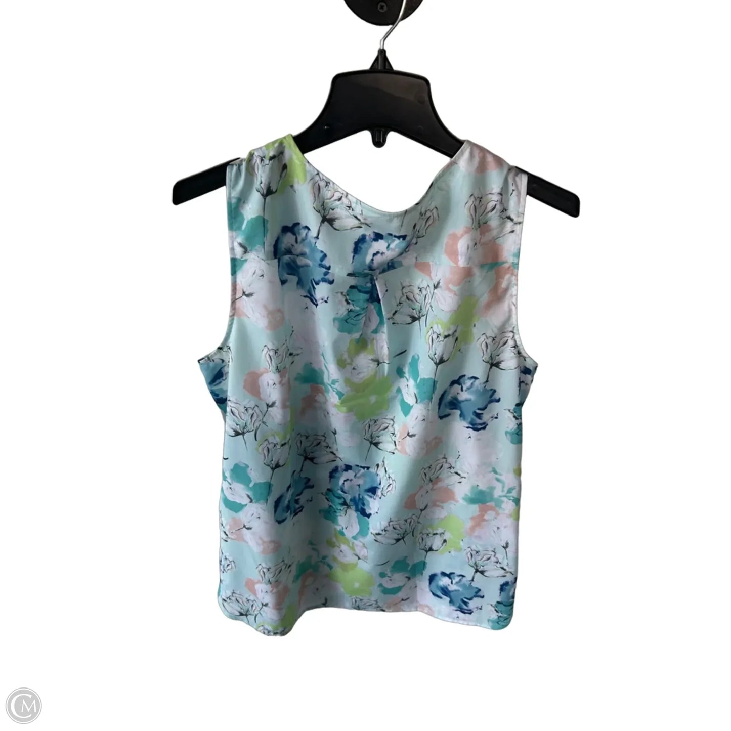 Blouse Sleeveless By Talbots In Blue & White, Size: L