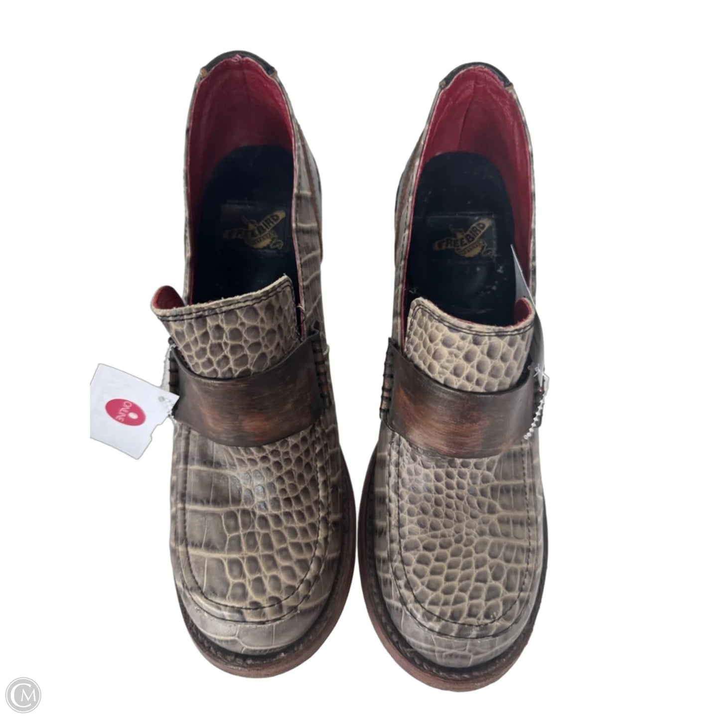 Shoes Heels Block By Freebird In Brown Denim, Size: 8