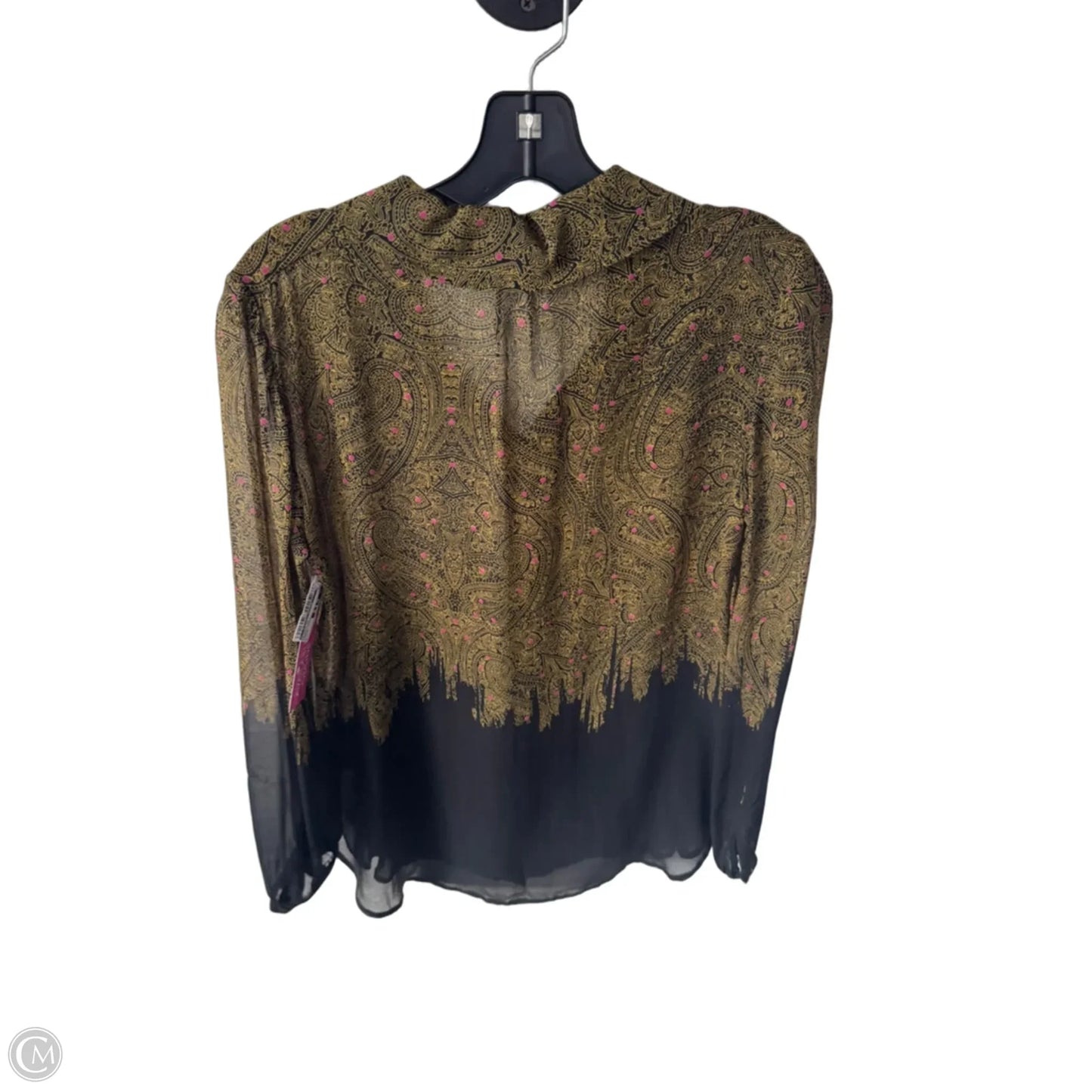 Blouse Long Sleeve By Clothes Mentor In Black & Gold, Size: S
