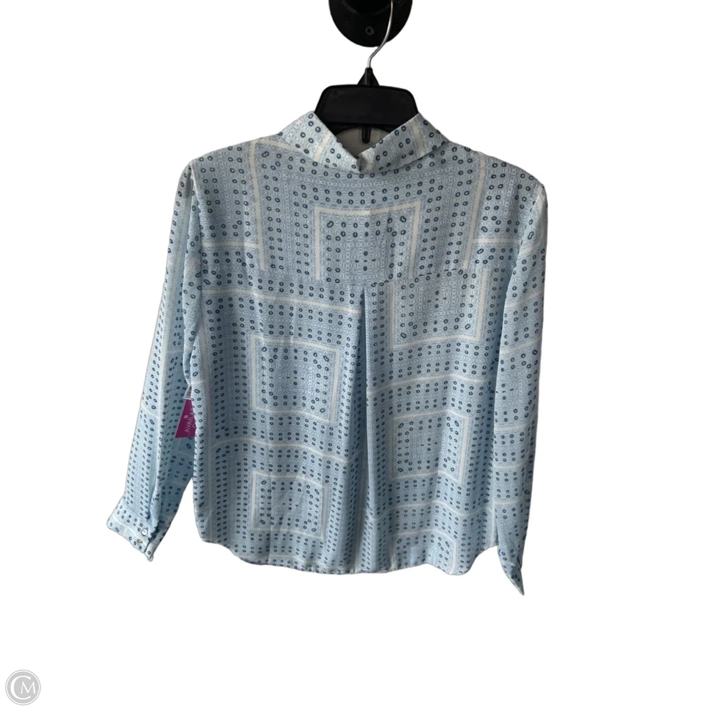Blouse Long Sleeve By Rose And Olive In Blue & White, Size: M