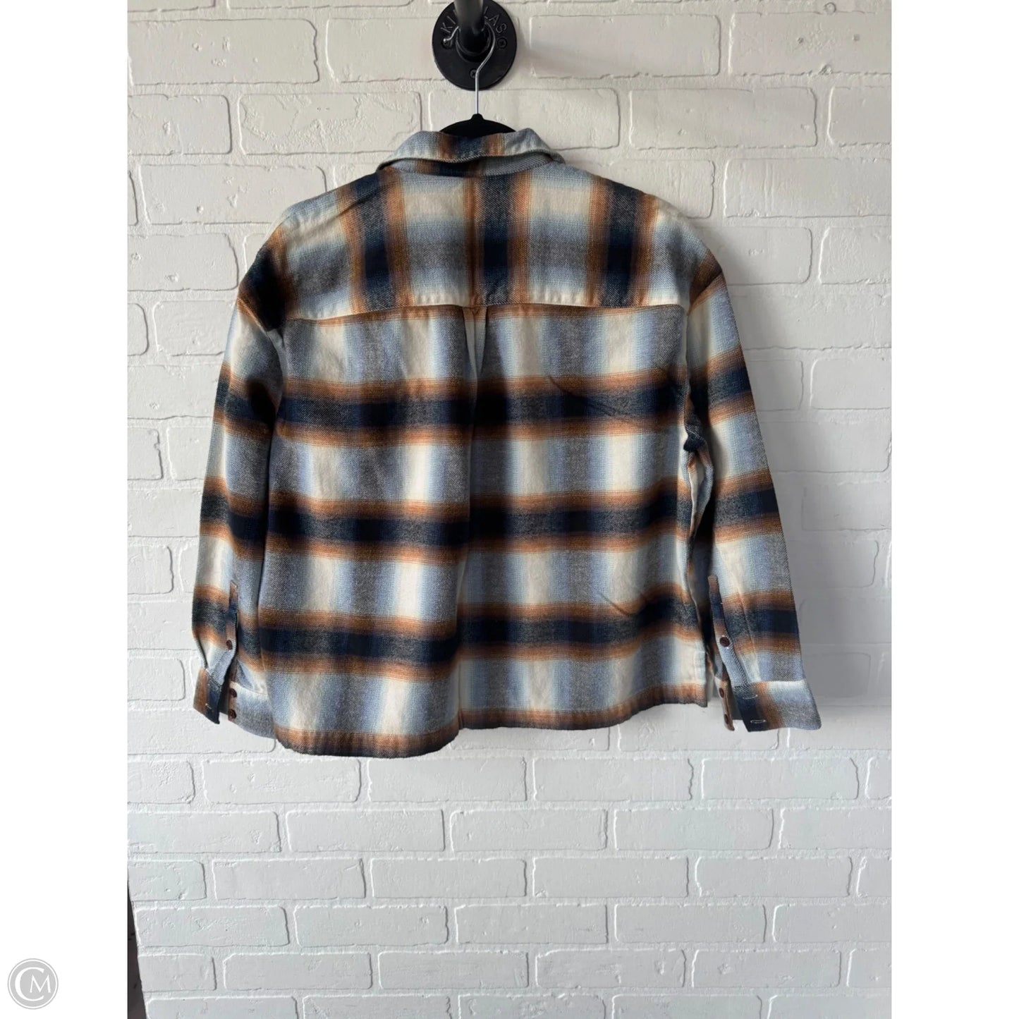Top Long Sleeve By Madewell In Blue & Brown, Size: M