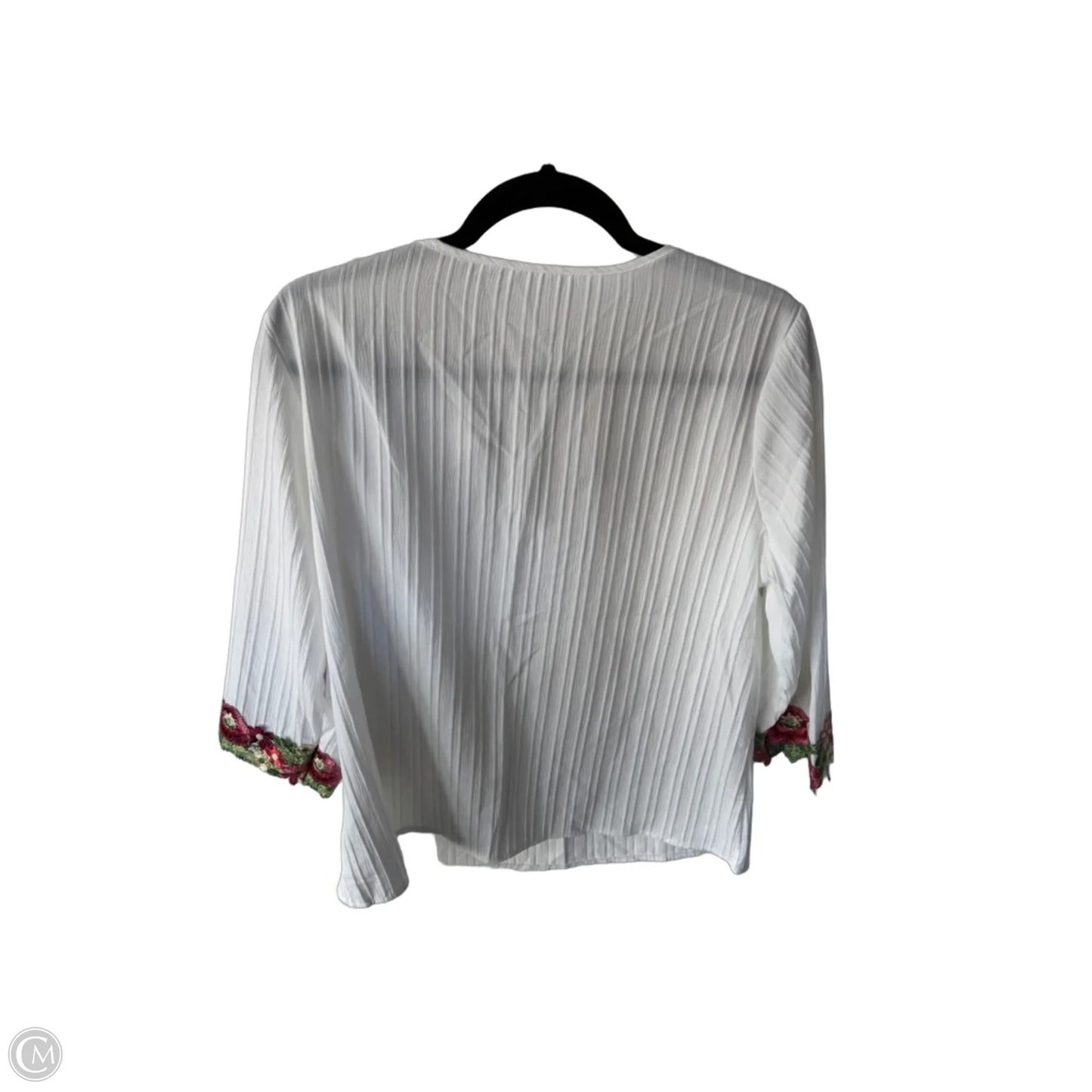 Blouse 3/4 Sleeve By Shein In Red & White, Size: M