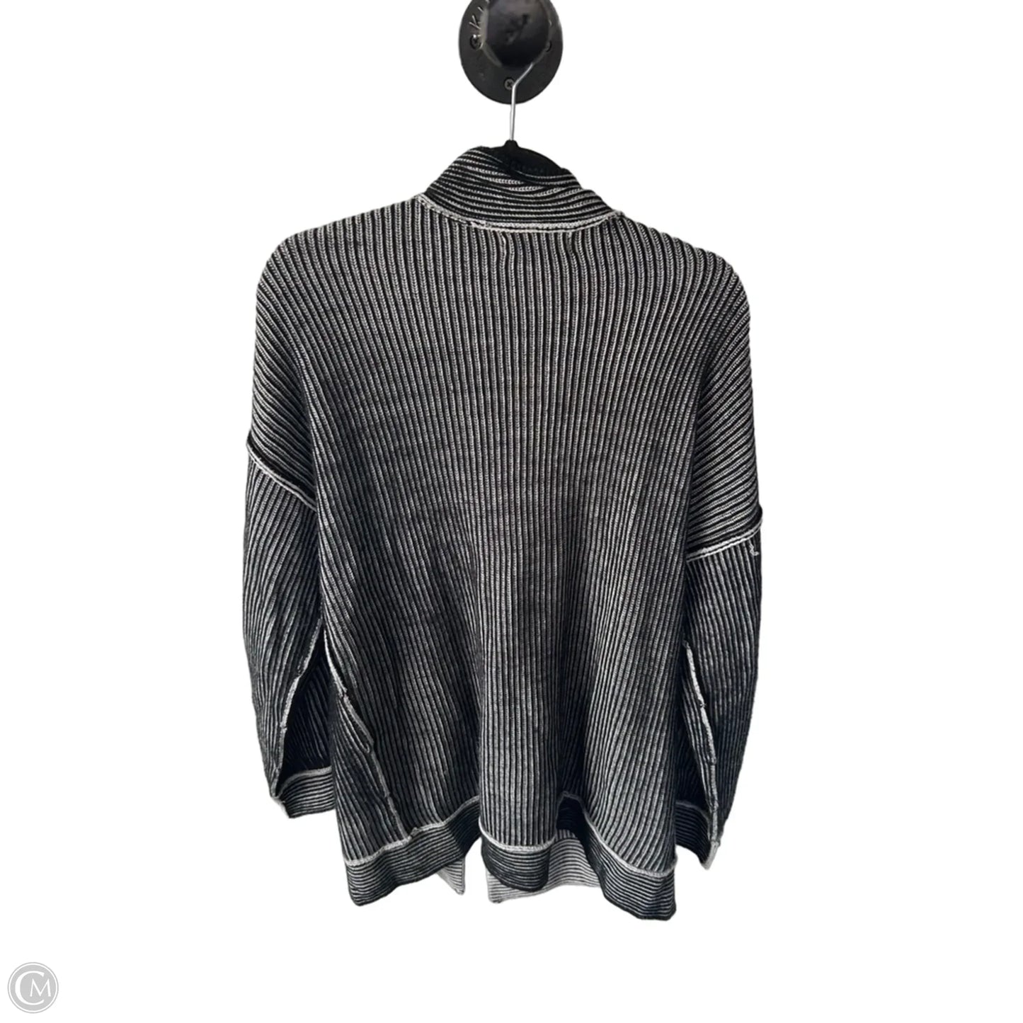 Sweater Cardigan By Gilded Intent In Black & Grey, Size: L