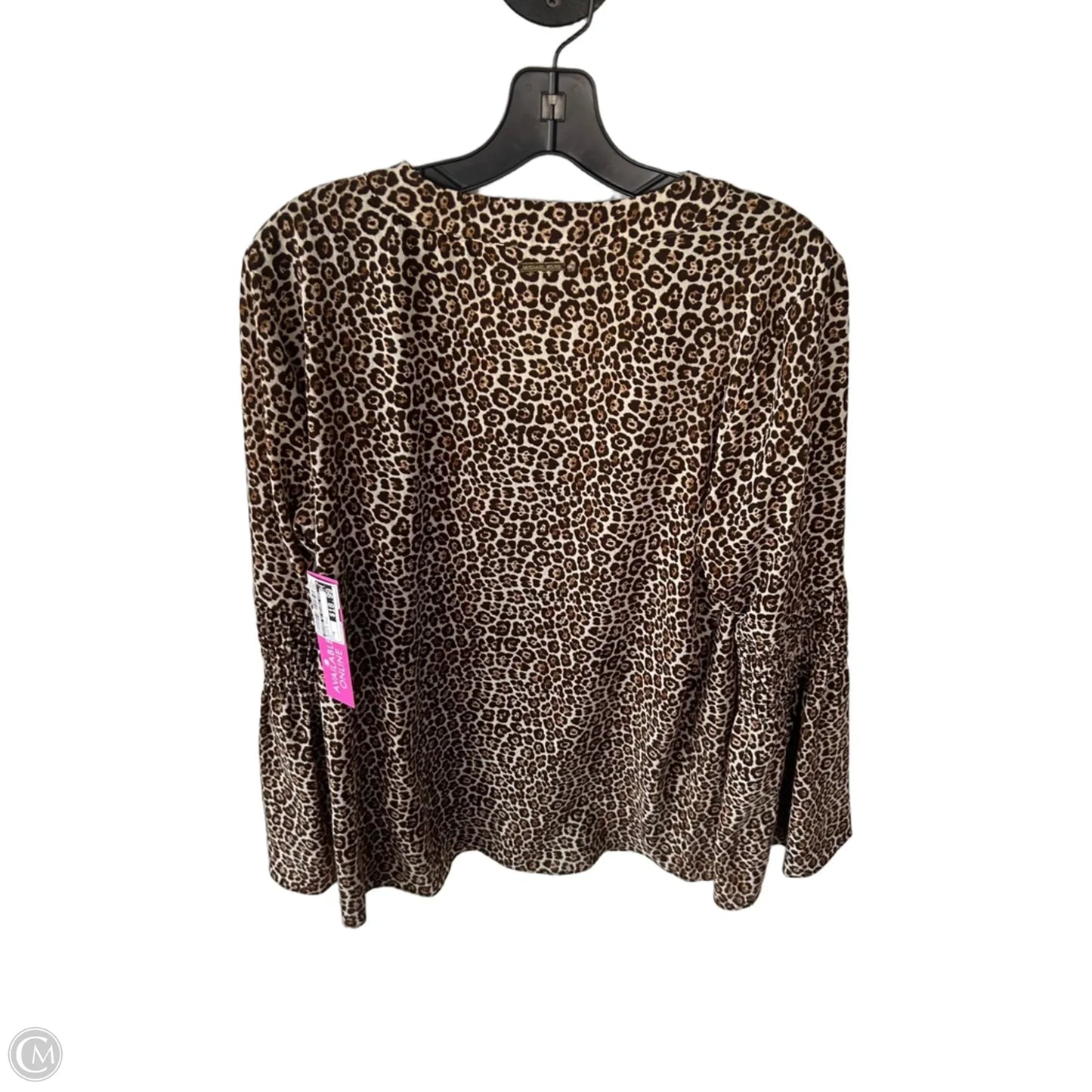 Blouse Long Sleeve By Michael By Michael Kors In Brown & Cream, Size: M