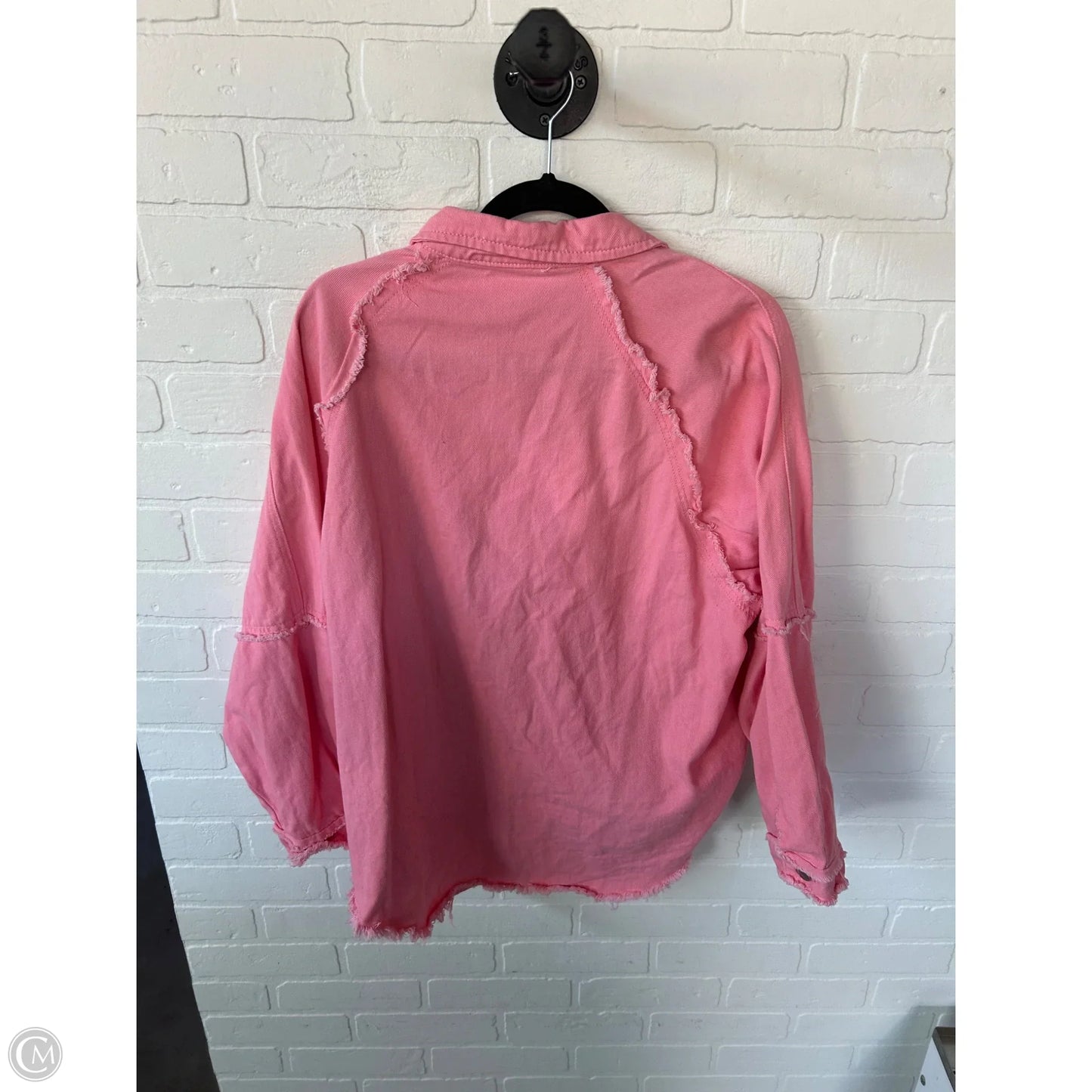 Jacket Shirt By Clothes Mentor In Pink, Size: L