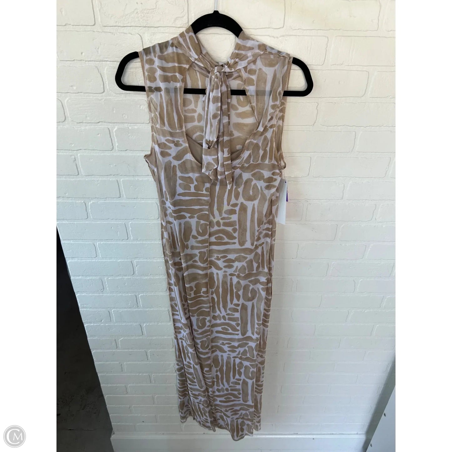 Dress Casual Midi By Halogen In Tan & White, Size: M