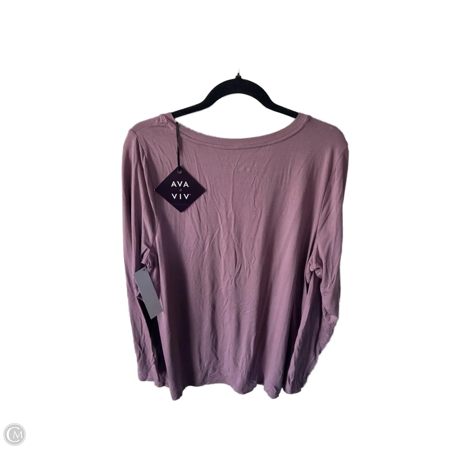 Top Long Sleeve Basic By Ava & Viv In Purple, Size: 1x