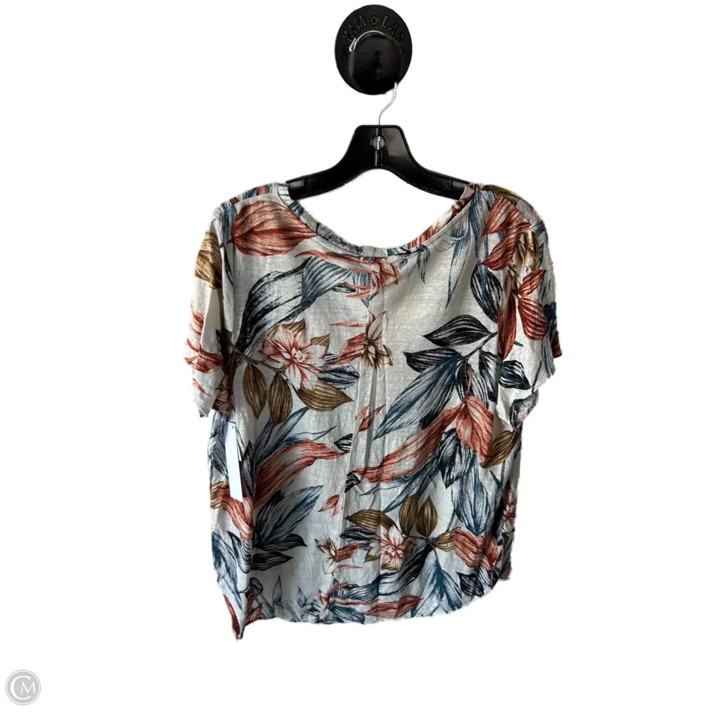 Top Short Sleeve By C And C In Blue & Tan, Size: 1x